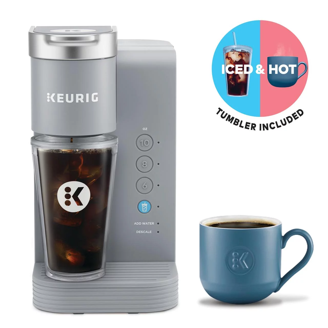 Keurig K-Iced Essentials Gray Iced and Hot Single-Serve K-Cup Pod Coffee Maker