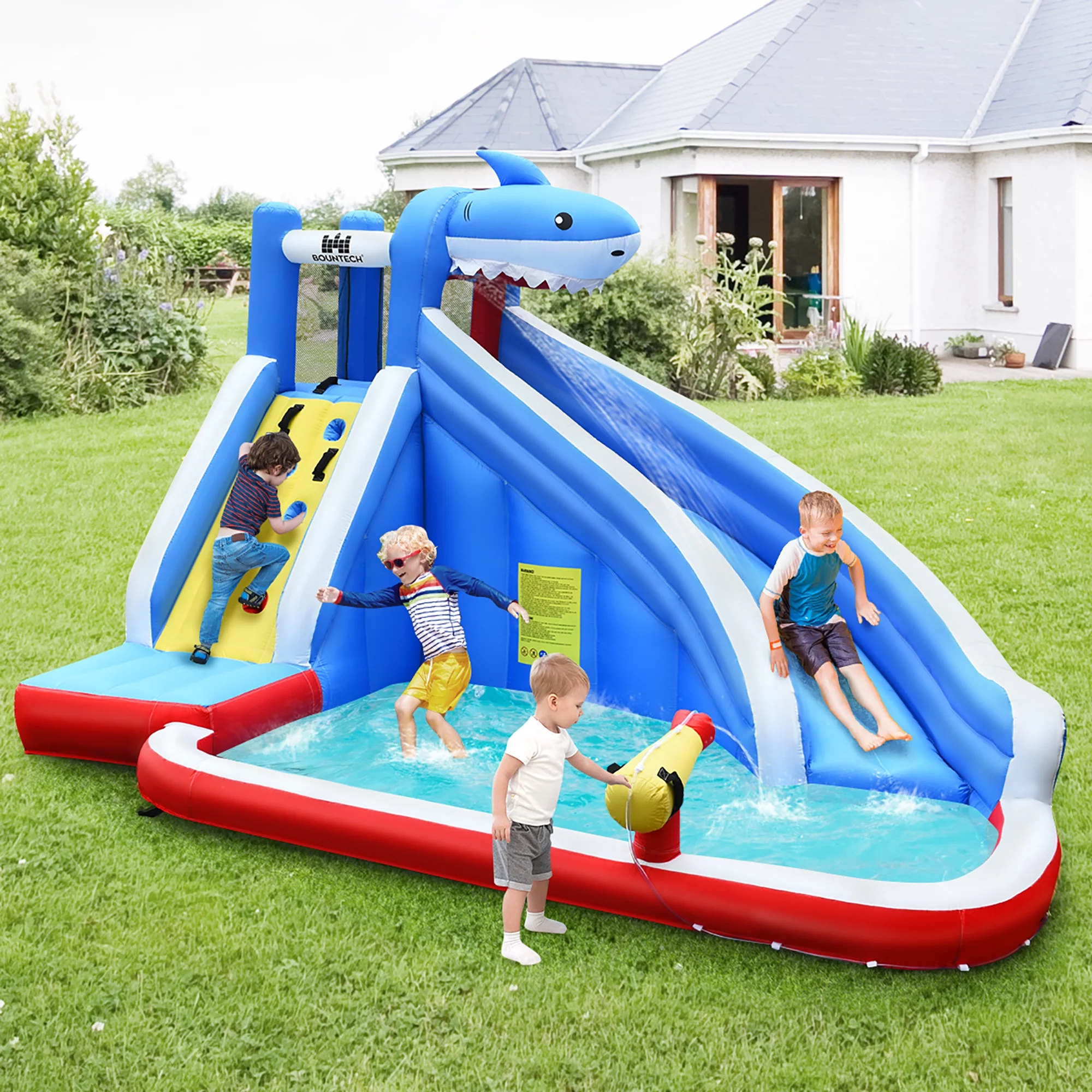 Costway Inflatable Water Slide Animal Shaped Bounce House Castle Splash Water Pool W/750W Blower