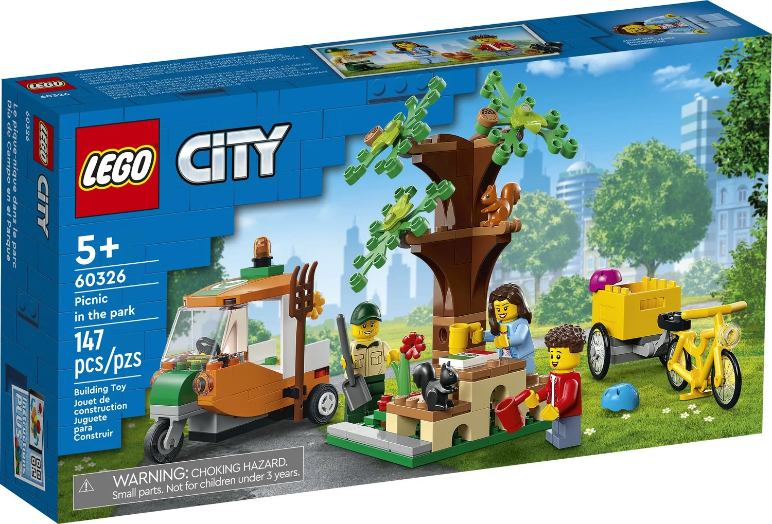 LEGO City Picnic in the Park 60326 Building Kit for Kids Aged 5 and Up; Includes 3 Minifigures and 2 Squirrel Figures (147 Pieces)