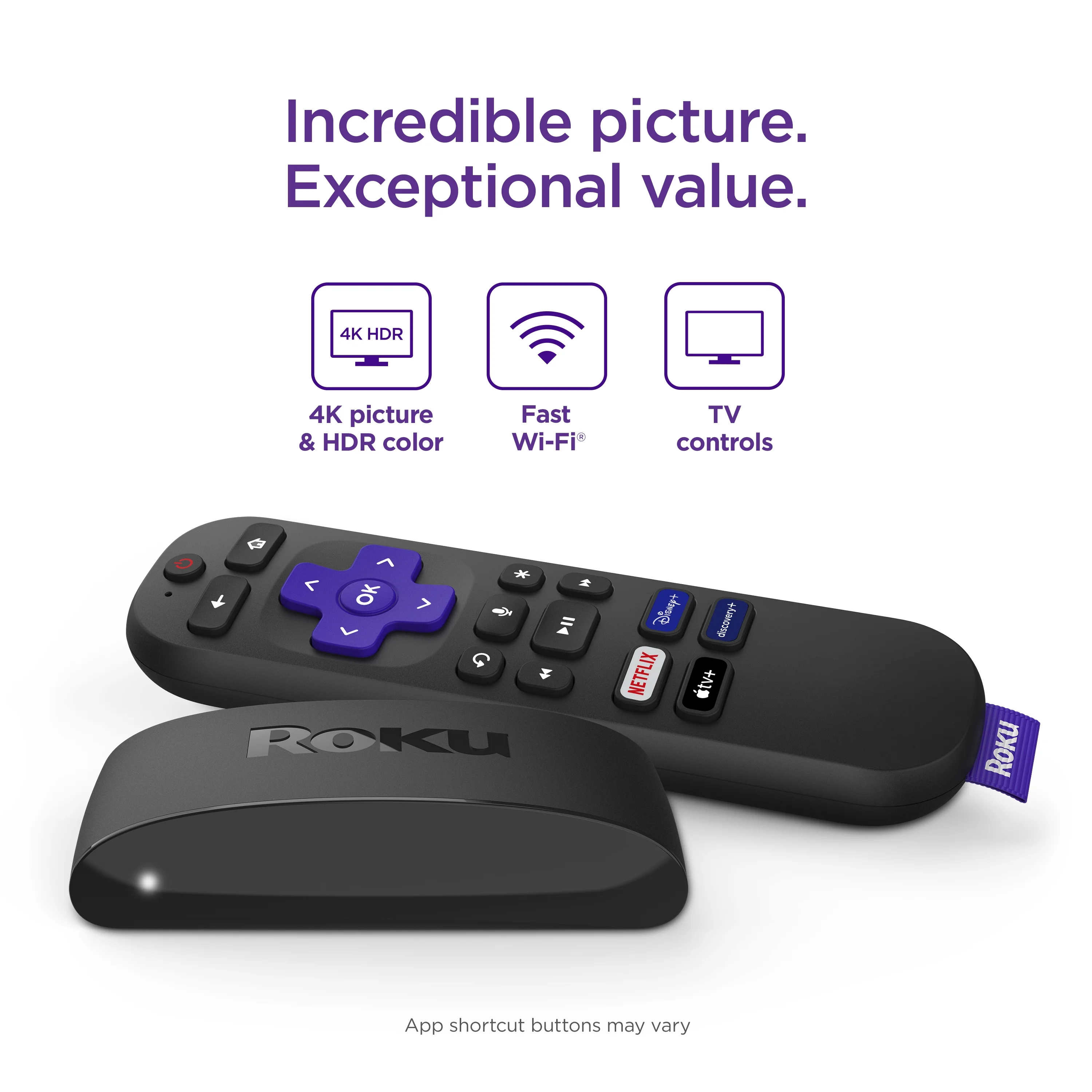 Roku Express 4K+ Streaming Player 4K/HD/HDR with Smooth Wi-Fi, Premium HDMI Cable, Voice Remote | 2021