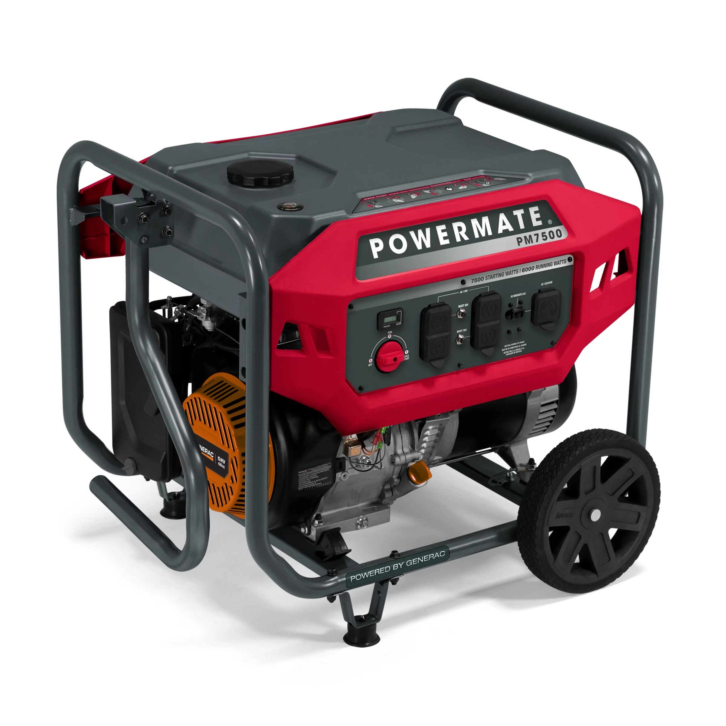 Powermate PM7500 7,500 Watt Manual Start Gas Powered Portable Generator with Cord – 49 ST/CSA