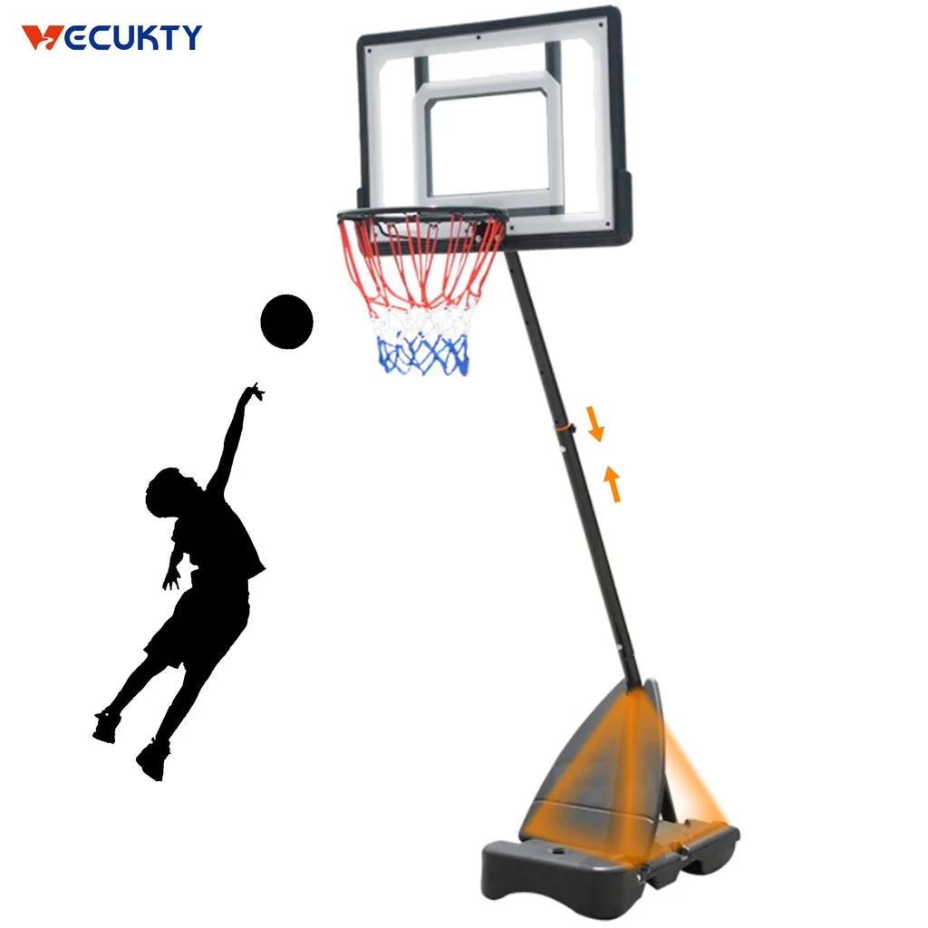 Vecukty 33″ Portable Basketball Hoop for Kids, Exactaheight Performance Acrylic Adjustable Height 5-7′ Basketball Hoop for HOA