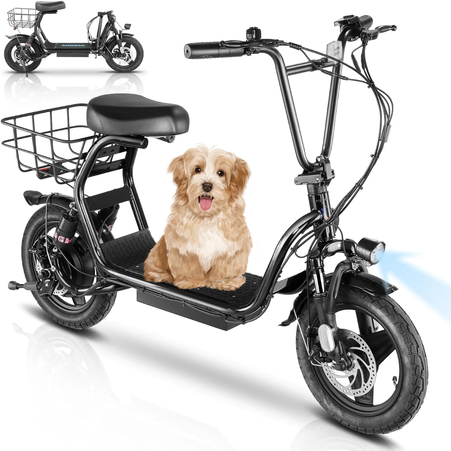 500W Electric Scooter with Seat for Adults, Max Speed 20 Mph Up to 25 Miles Range, 14″ Tire for Commuting Scooter, Black