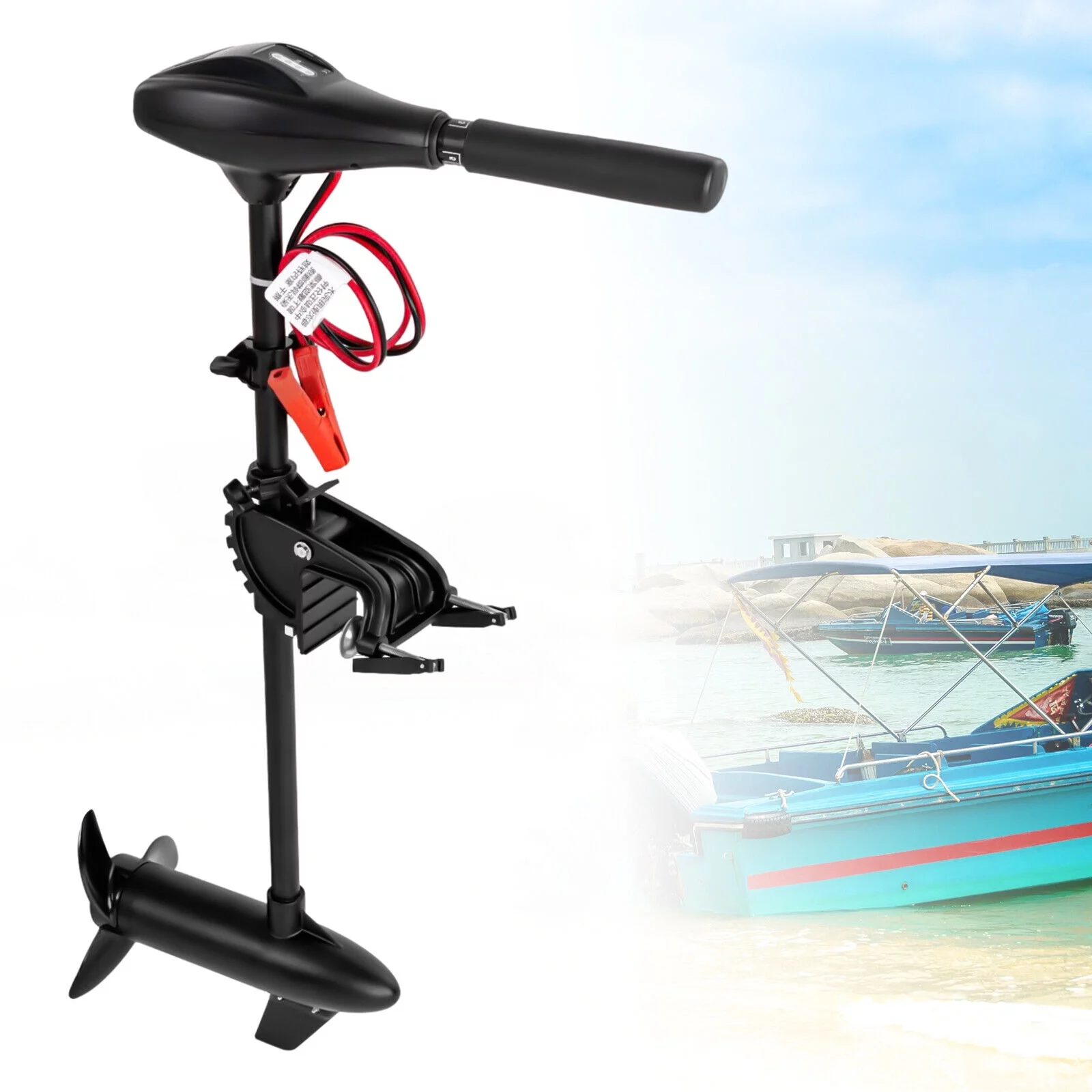 12V 58LBS Thrust Electric Trolling Motor Rubber Inflatable Fishing Boat Outboard Engine