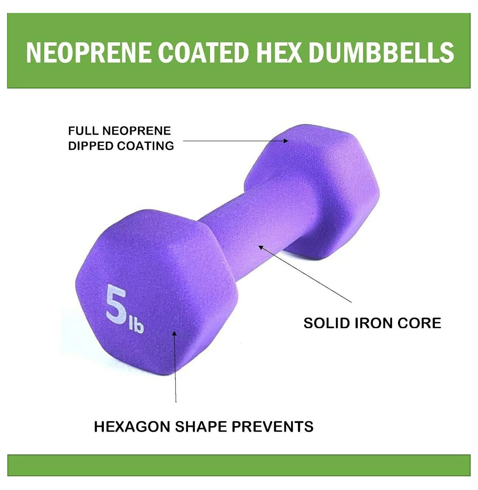 NeosKon Neoprene Coated Dumbbell Hand Weight Set of 6 (5 LB, 8 LB, 10 LB)