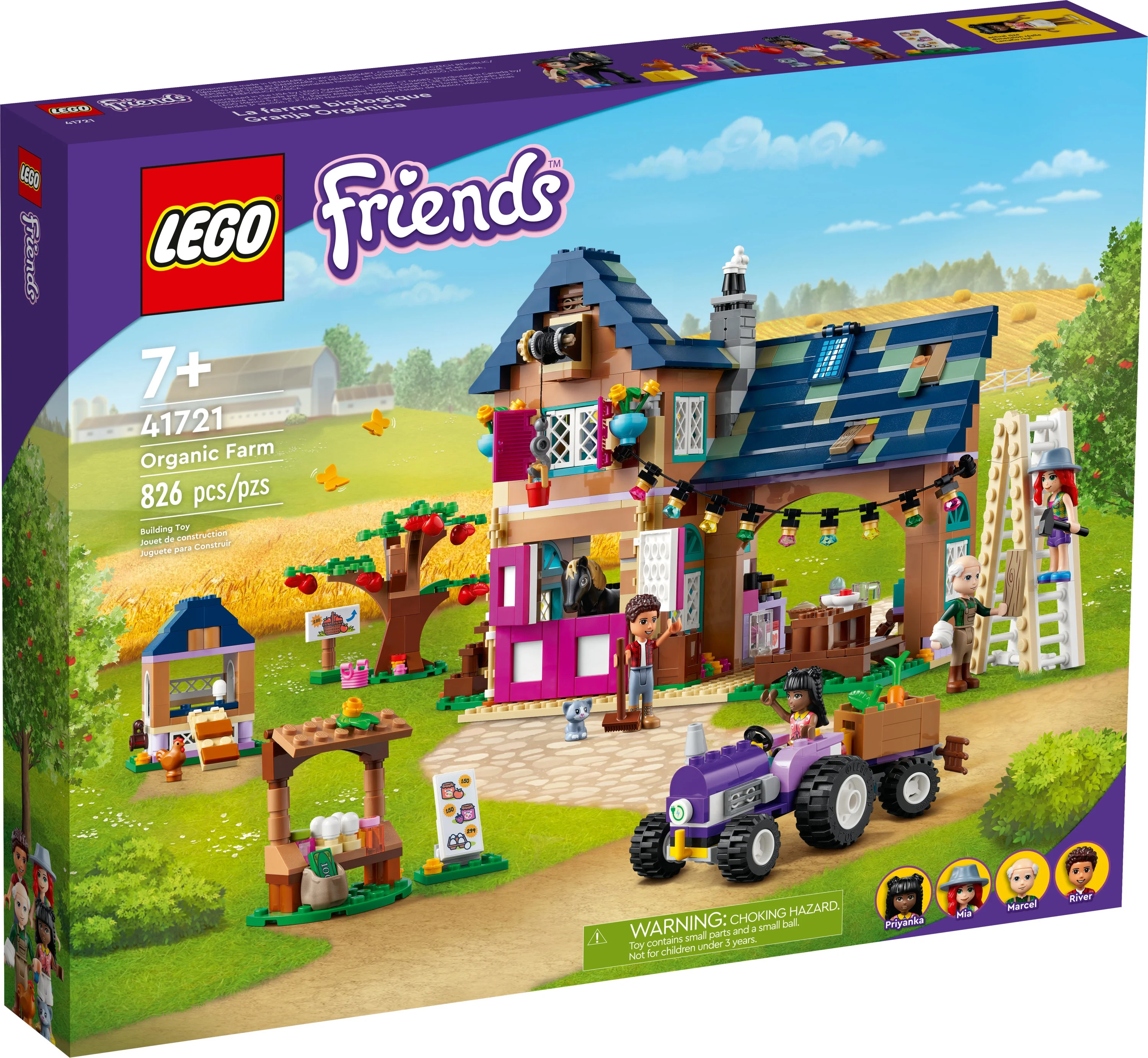 LEGO Friends Organic Farm House Set 41721 with Toy Horse, Stable, Tractor and Trailer plus Animal Figures, for Kids, Girls and Boys Aged 7+