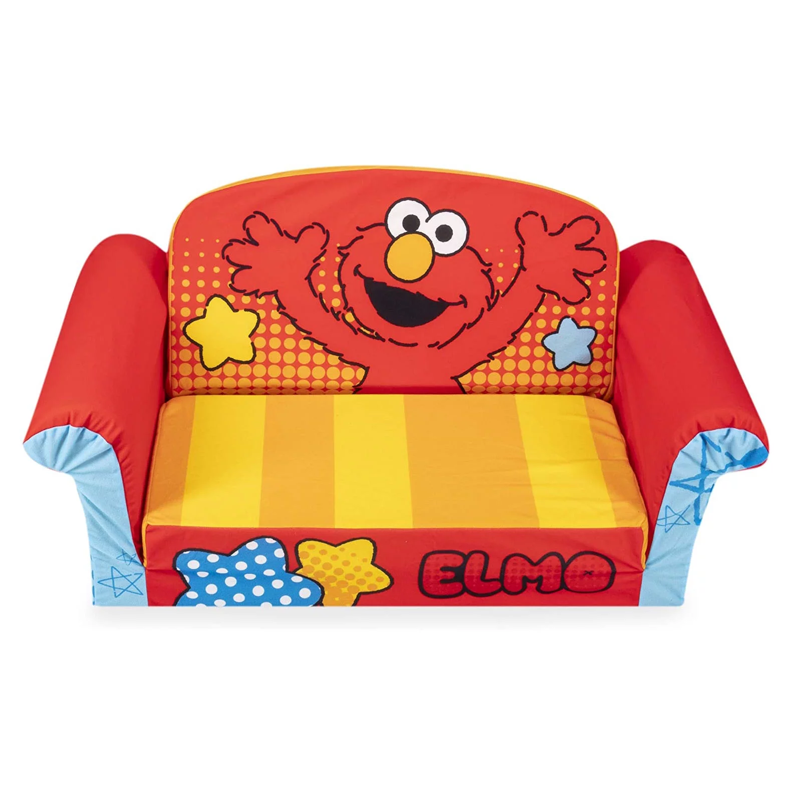 Marshmallow Furniture Kids 2-in-1 Flip Open Foam Sofa, Sesame Street Elmo