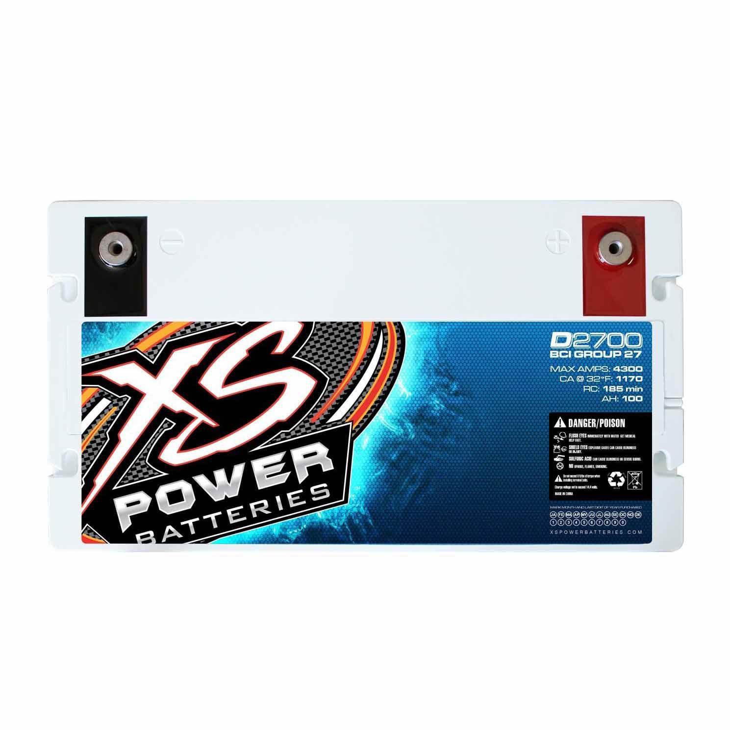 XS Power D2700 4300 Amp AGM Power Cell Car Audio Battery + Terminal Hardware