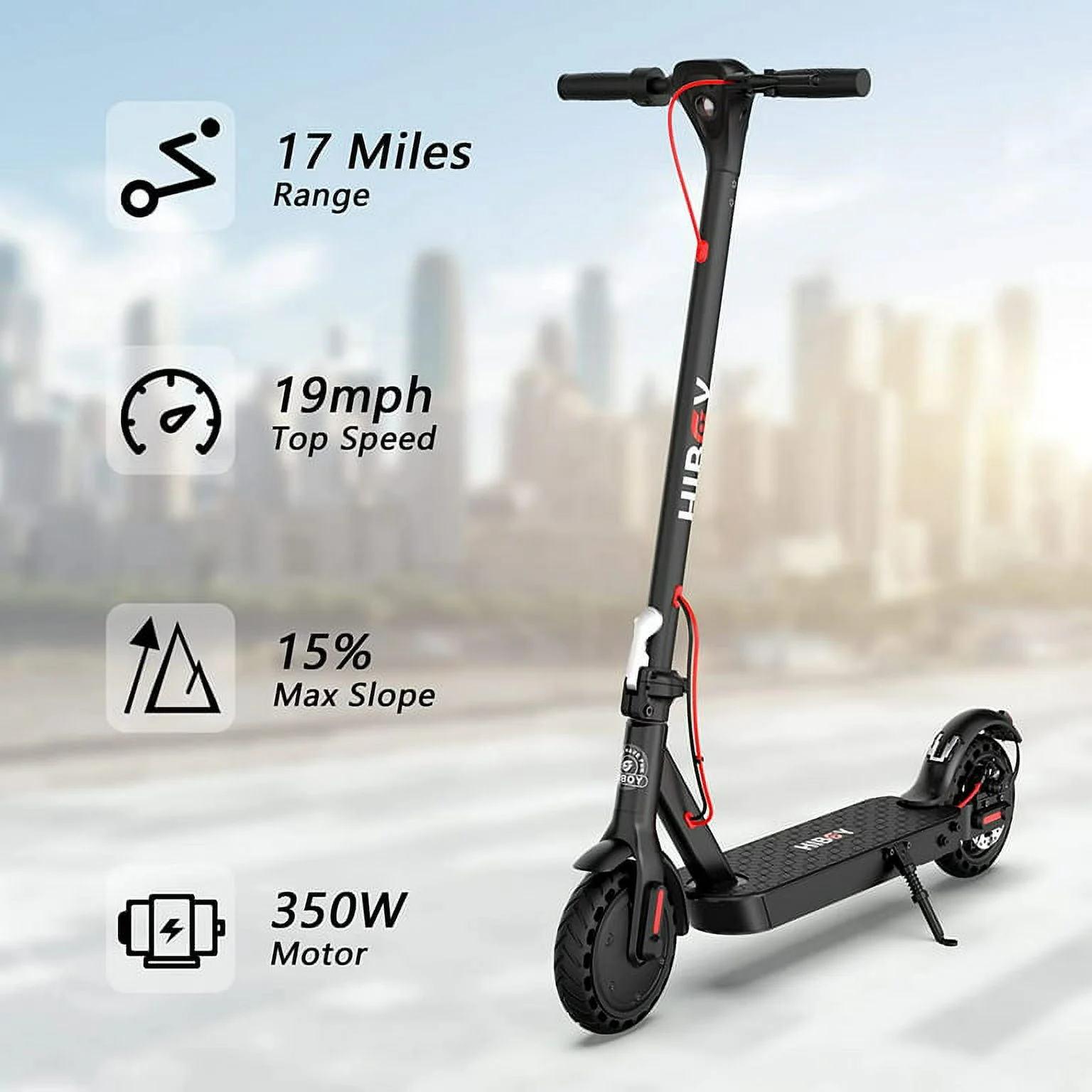 Hiboy KS4 Electric Scooters 350W Motor 17 Miles Long Range & 19 MPH, 8.5″ Honeycomb Tires Portable Folding Kick E Scooter Urban Commuter (Refurbished)