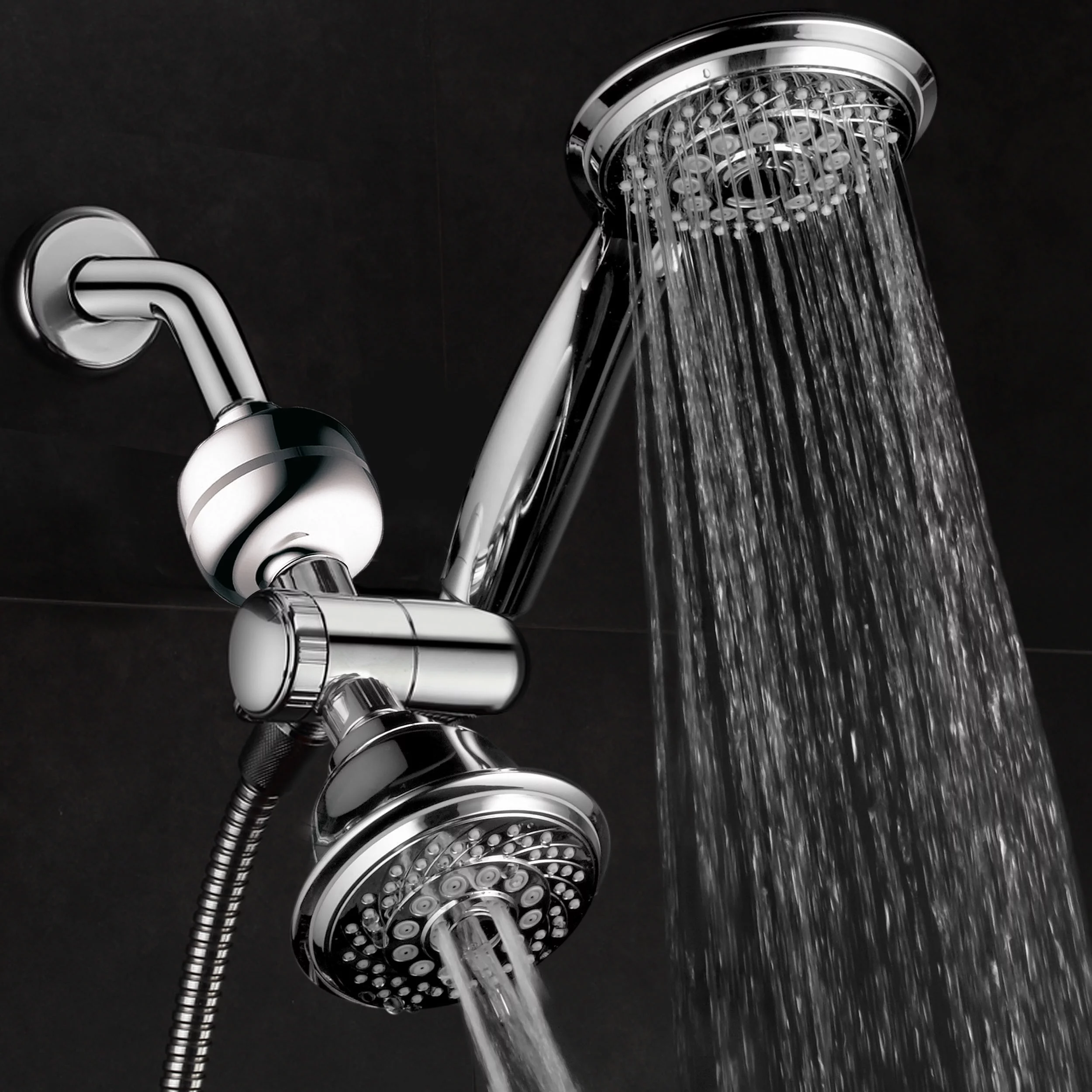 PowerSpa 24-Setting Luxury 3-Way Shower Combo, Shower Head and Handheld Chrome