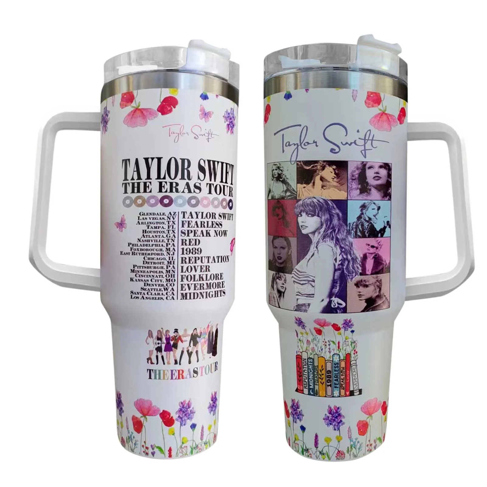 1989 Taylors Version Taylor Swift Merch: Taylor Swift Cup,Stainless Steel 40 oz Taylor Tumbler Cup,Tumbler 40 Oz,Merry Tumbler with Handle,40oz Tumbler Maintains Cold Heat and Ice for Hours