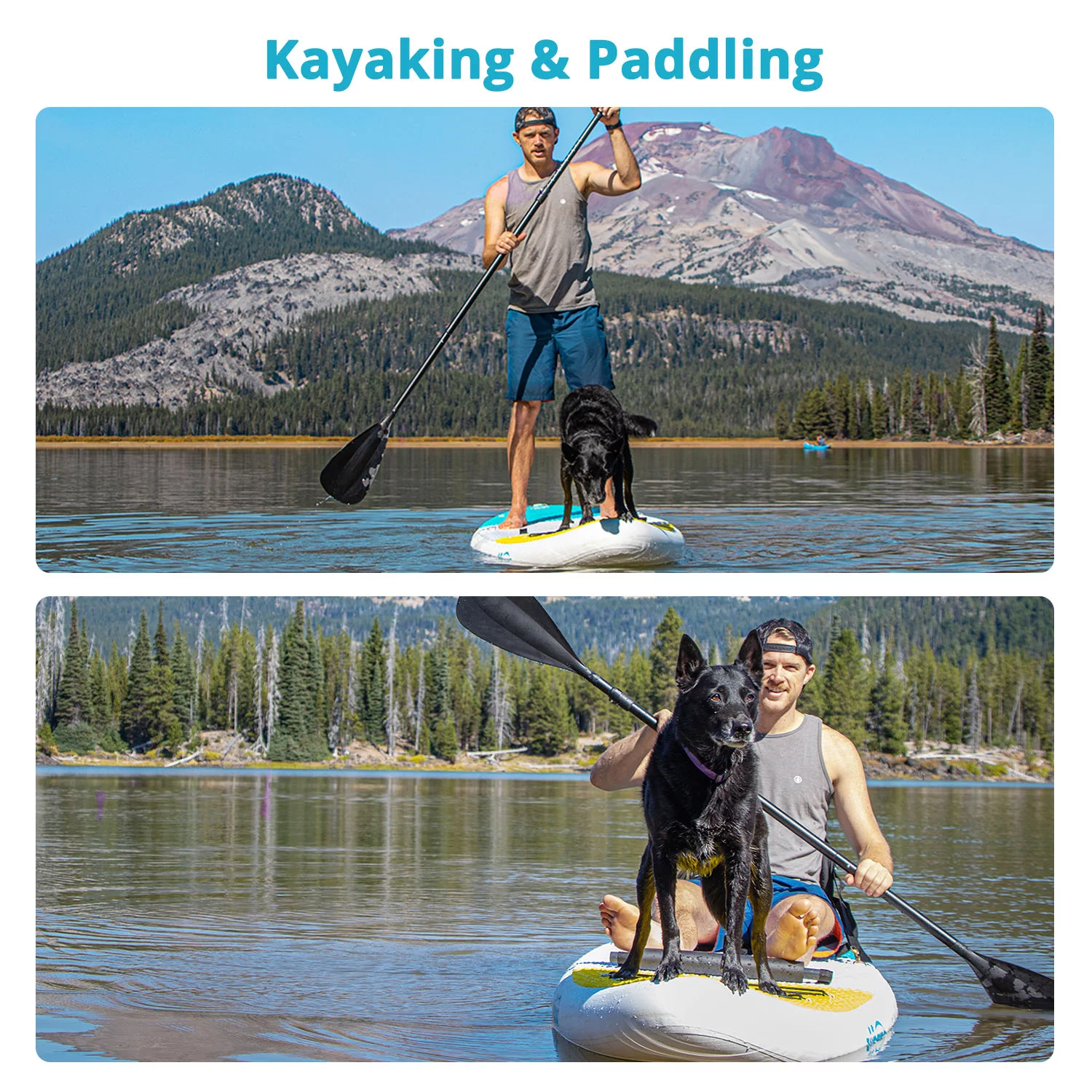 Zupapa Inflatable Stand Up Paddle Board with Kayak Convertible Seat and Non-Slip Deck – Perfect for Adults, Kids, and Dogs