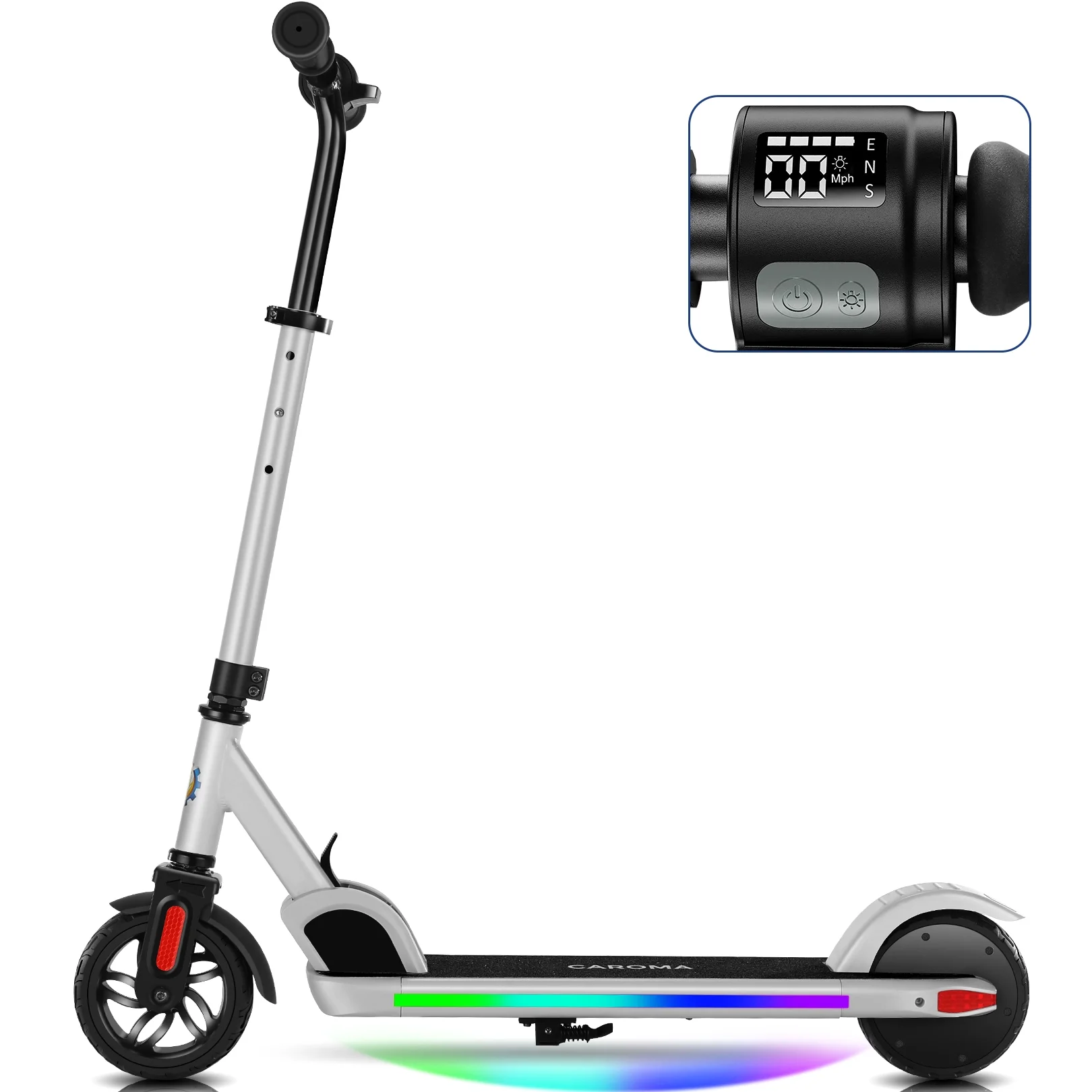 Caroma Kids Electric Scooter, 8+ Boys and Girls Safe Kick Scooter, Adjustable Speed and Handlebar