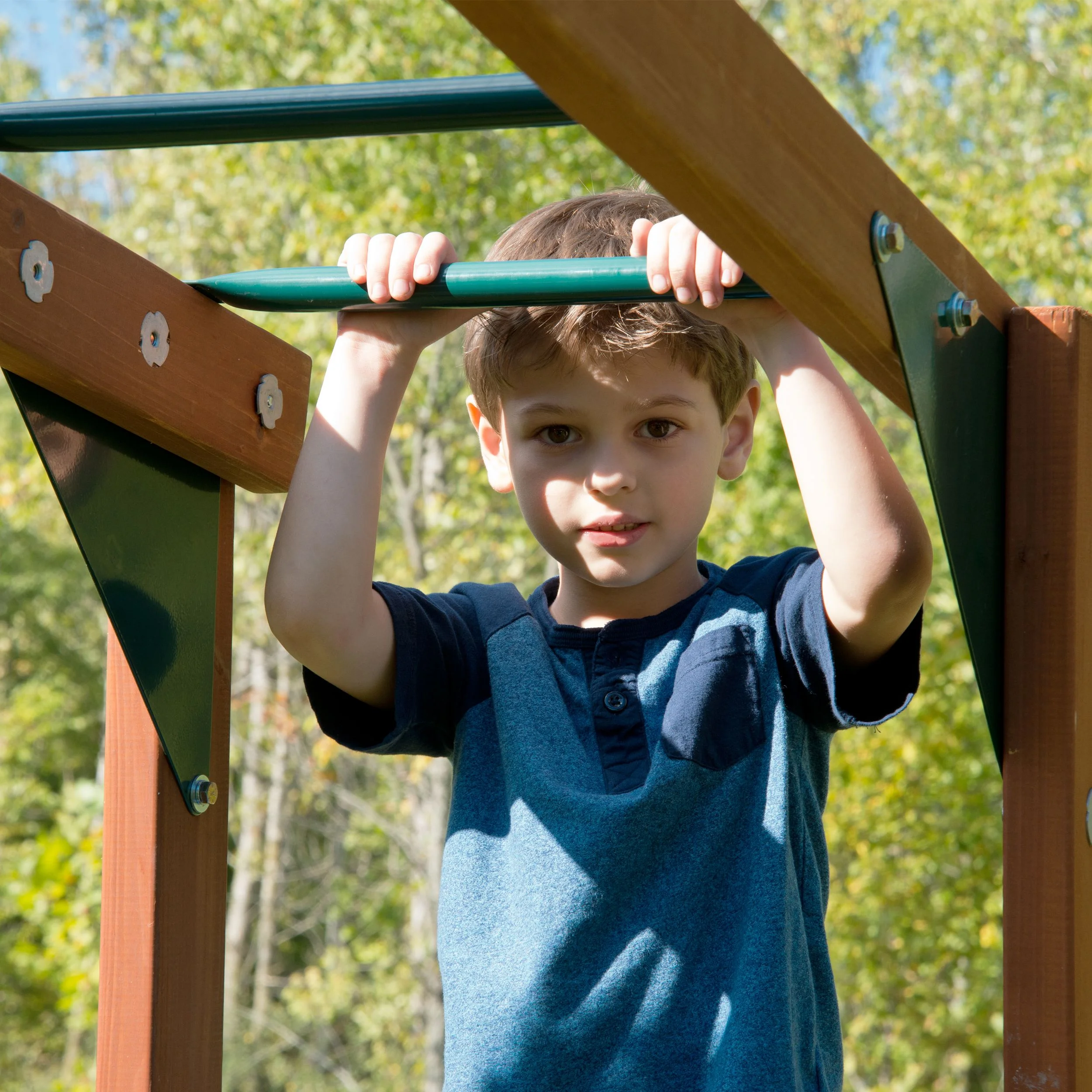 Swing-N-Slide Cedar Brook Wooden Backyard Play Set with Monkey Bars, Swings, Climbing Wall, and Curved Slide