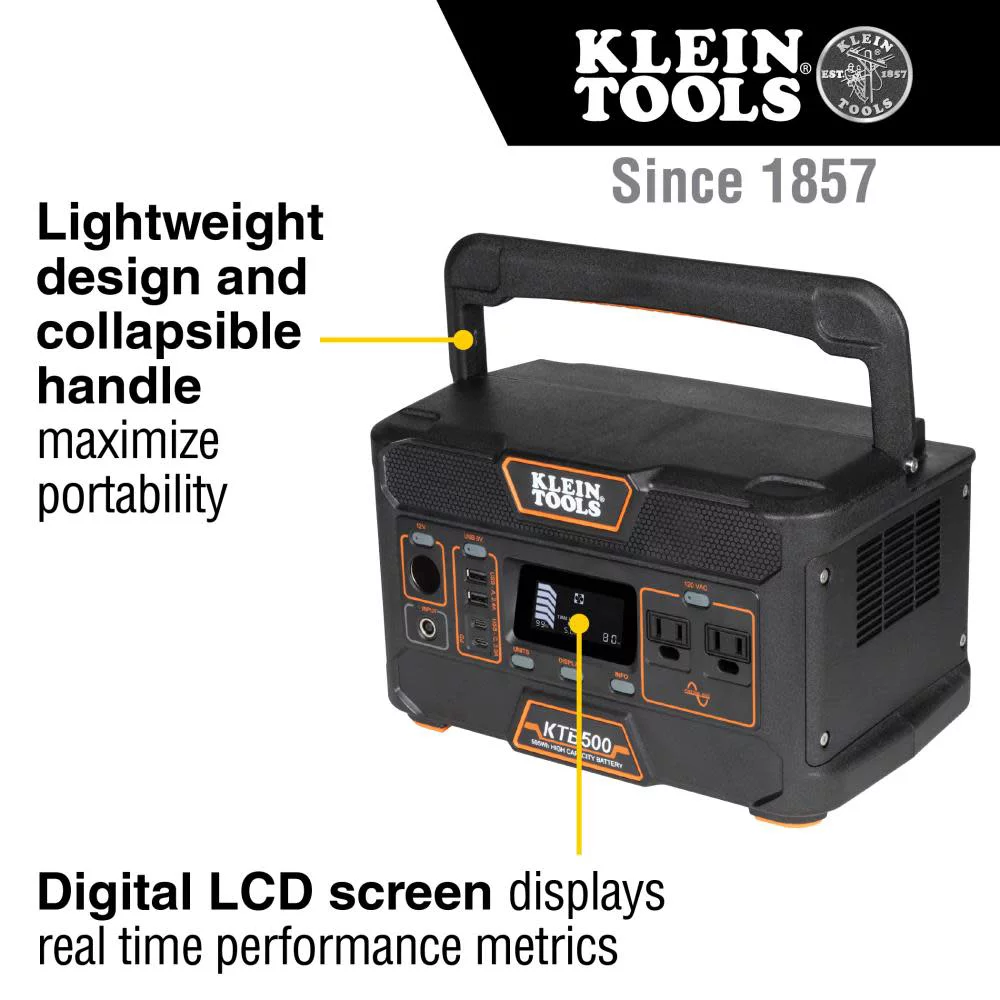 Klein Tools KTB500 120V Lithium-Ion 500 Watt Corded/Cordless Portable Power Station