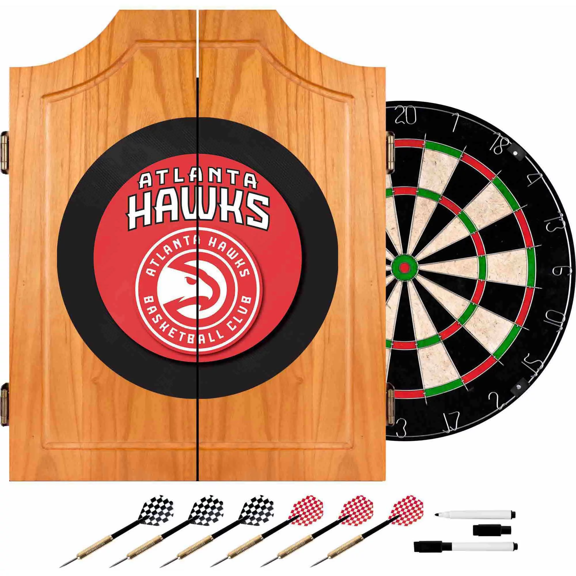 Atlanta Hawks NBA Wood Dart Cabinet Set