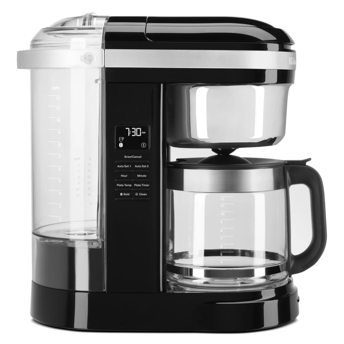 KitchenAid 12 Cup Drip Coffee Maker with Spiral Showerhead and Programmable Warming Plate, Onyx Black, KCM1209