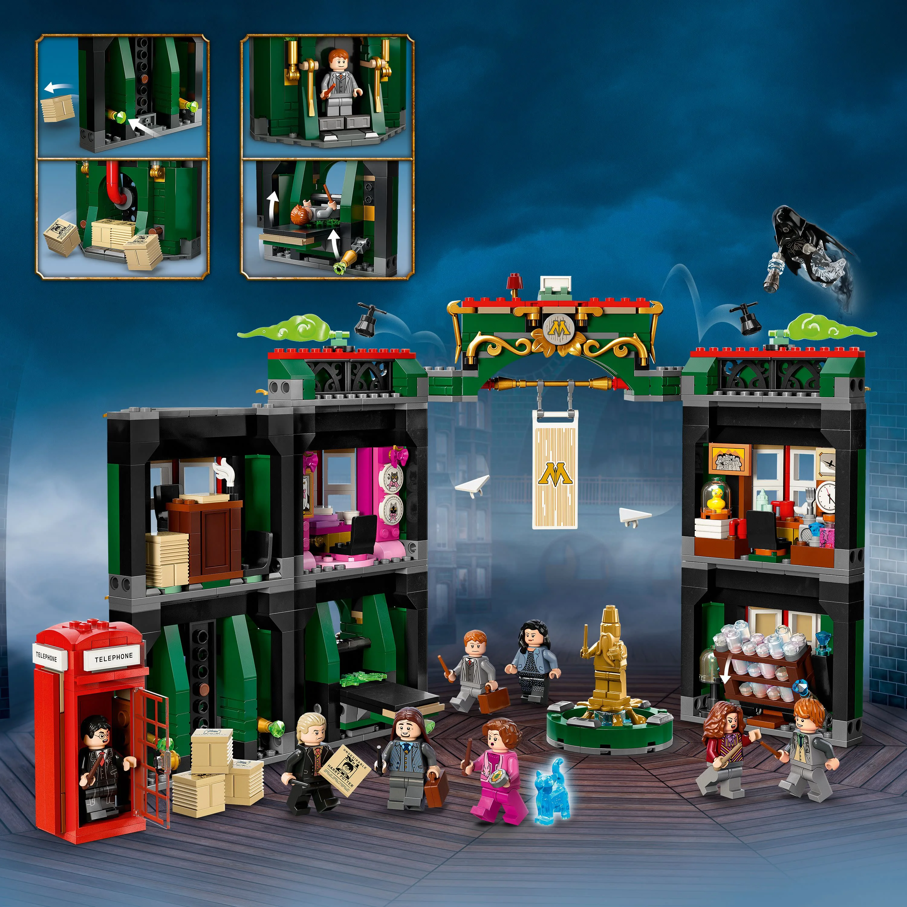 LEGO Harry Potter The Ministry of Magic 76403 Modular Model Building Toy with 12 Minifigures and Transformation Feature, Collectible Wizarding World Gifts