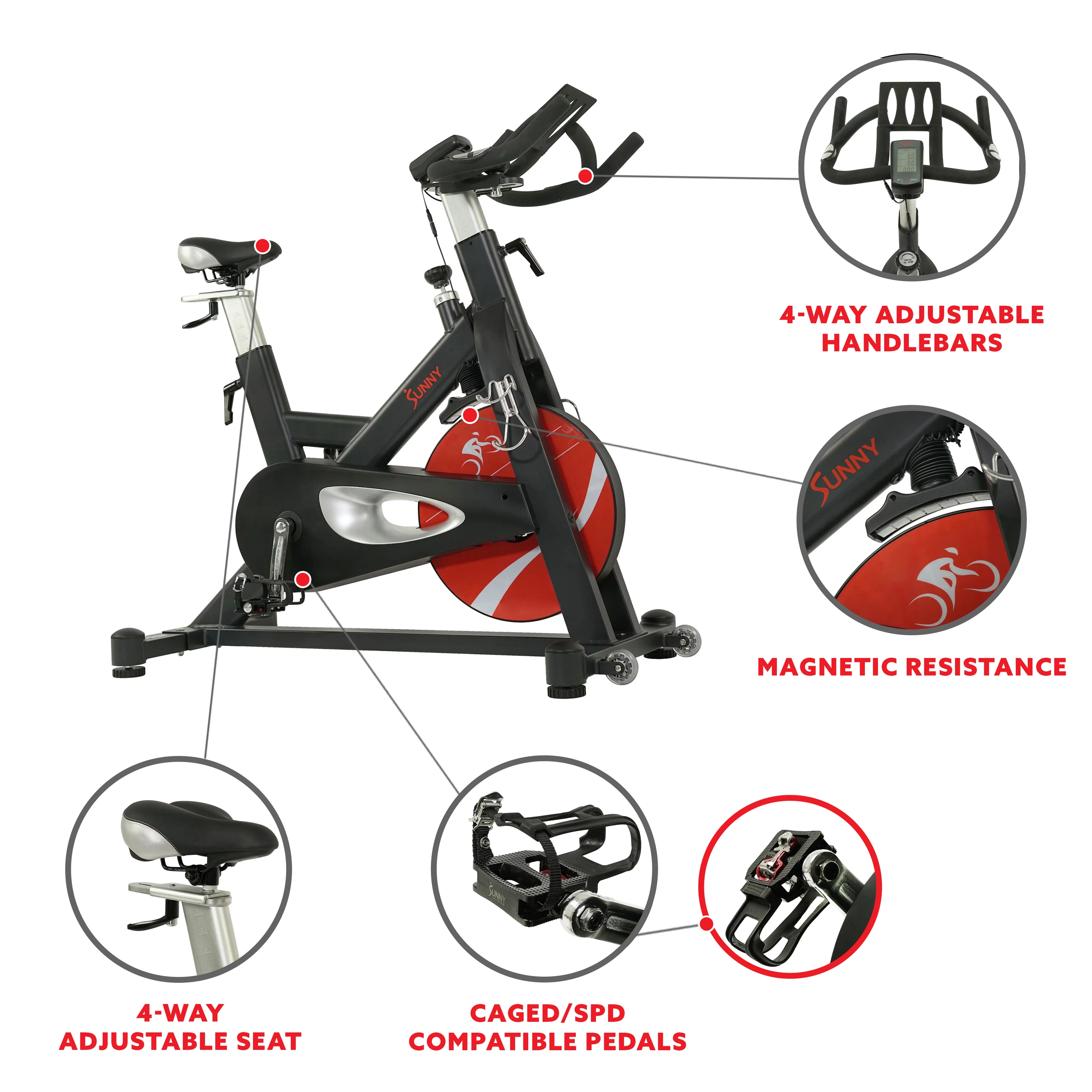 Sunny Health & Fitness Evolution Pro II Magnetic Indoor Cycle Exercise Bike with Device Holder -SF-B1986