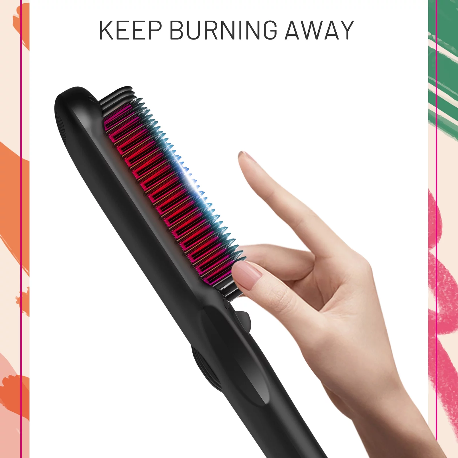 TYMO Ionic Hair Straightener Brush – Enhanced Ionic Straightening Brush with 16 Heat Levels for Frizz-Free Silky Hair, Anti-Scald & Auto-off Safe & Easy to Use