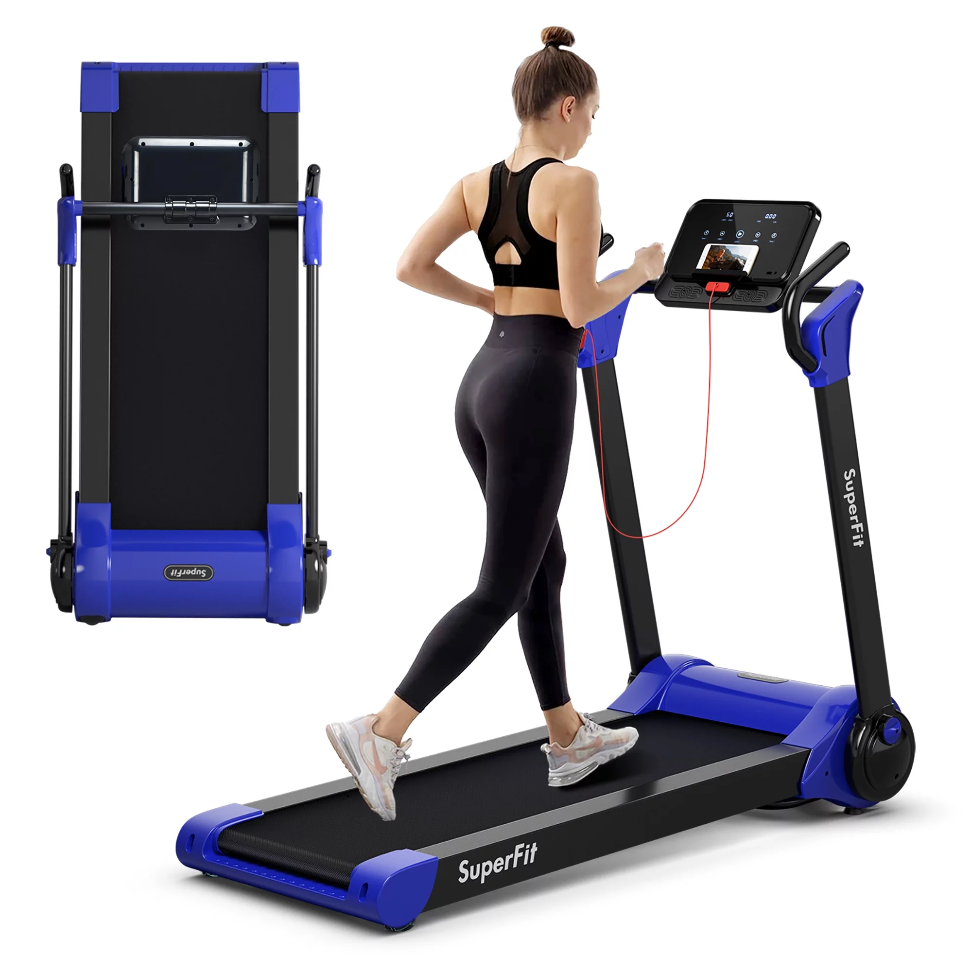 Superfit Folding 2.25HP Electric Treadmill Running Machine APP Control Bluetooth Black