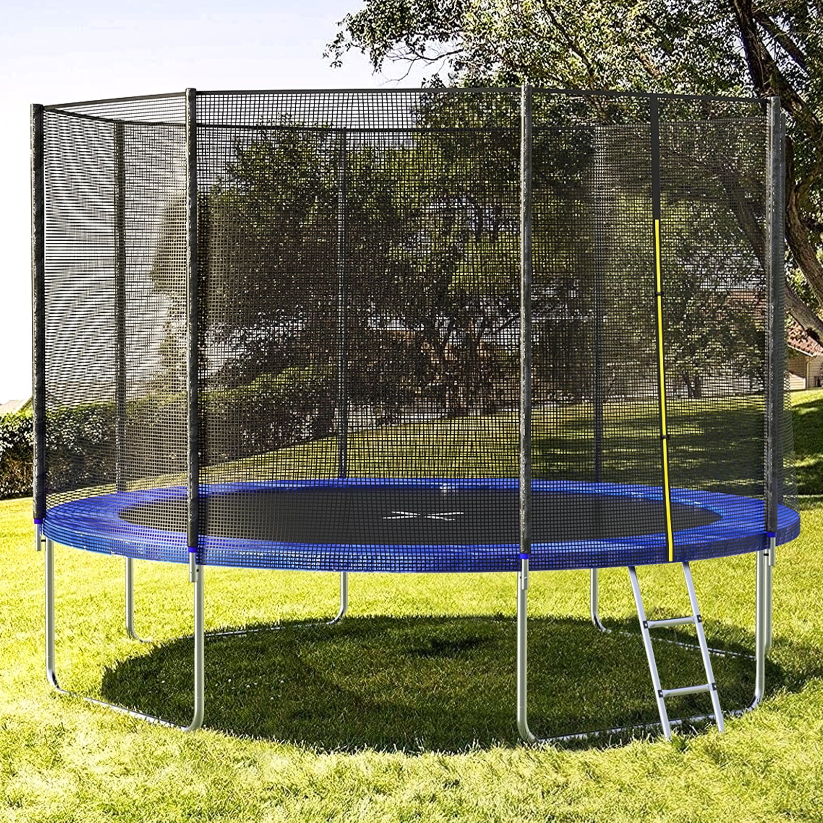 AOTOB 10FT Trampoline For Kids/Adults, Backyard Trampoline With Safety Enclosure Net, Blue