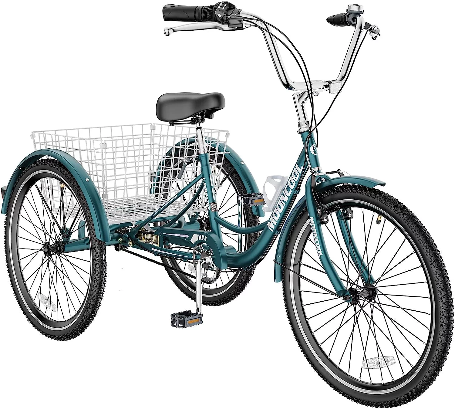 MOONCOOL Adult Tricycles, Single Speed Three Wheel Bike for Adults, 24 inches Adult Trikes for Men, Women, Seniors with Low Step Through