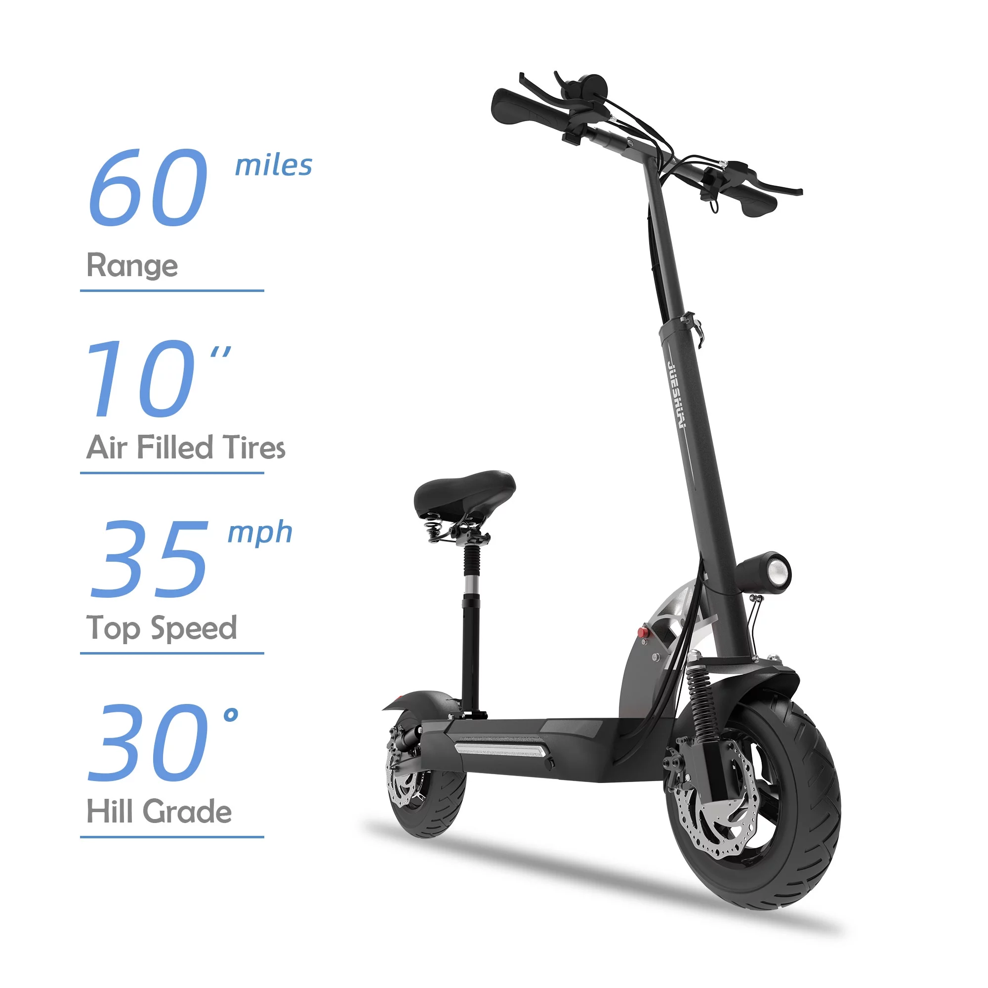 JUESHI Electric Scooter with Seat, Long Range 60 Miles, 1200W Motor, Top Speed up to 35 MPH