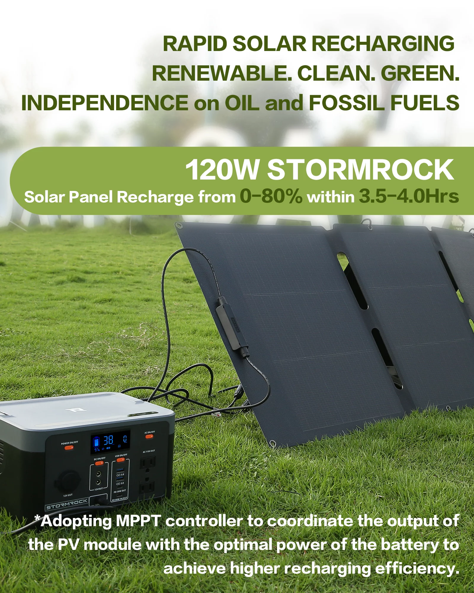 Stormrock Portable Power Station 1280Wh Lithium-Ion Battery, 110V/1500W AC Power, Solar Panel Compatible