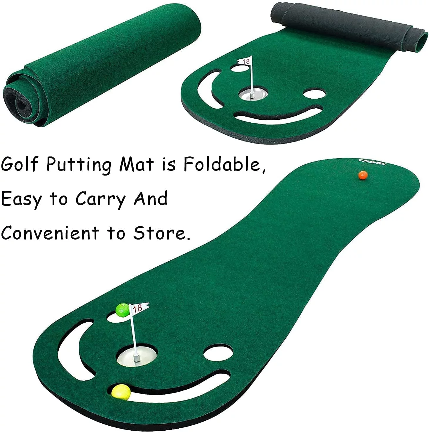 Crestgolf 78in Putting Green Mats Set for Golf Putting Use, Included 29in Golf Putter, 3 Golf Balls, Training Aid Put Cup&Flags