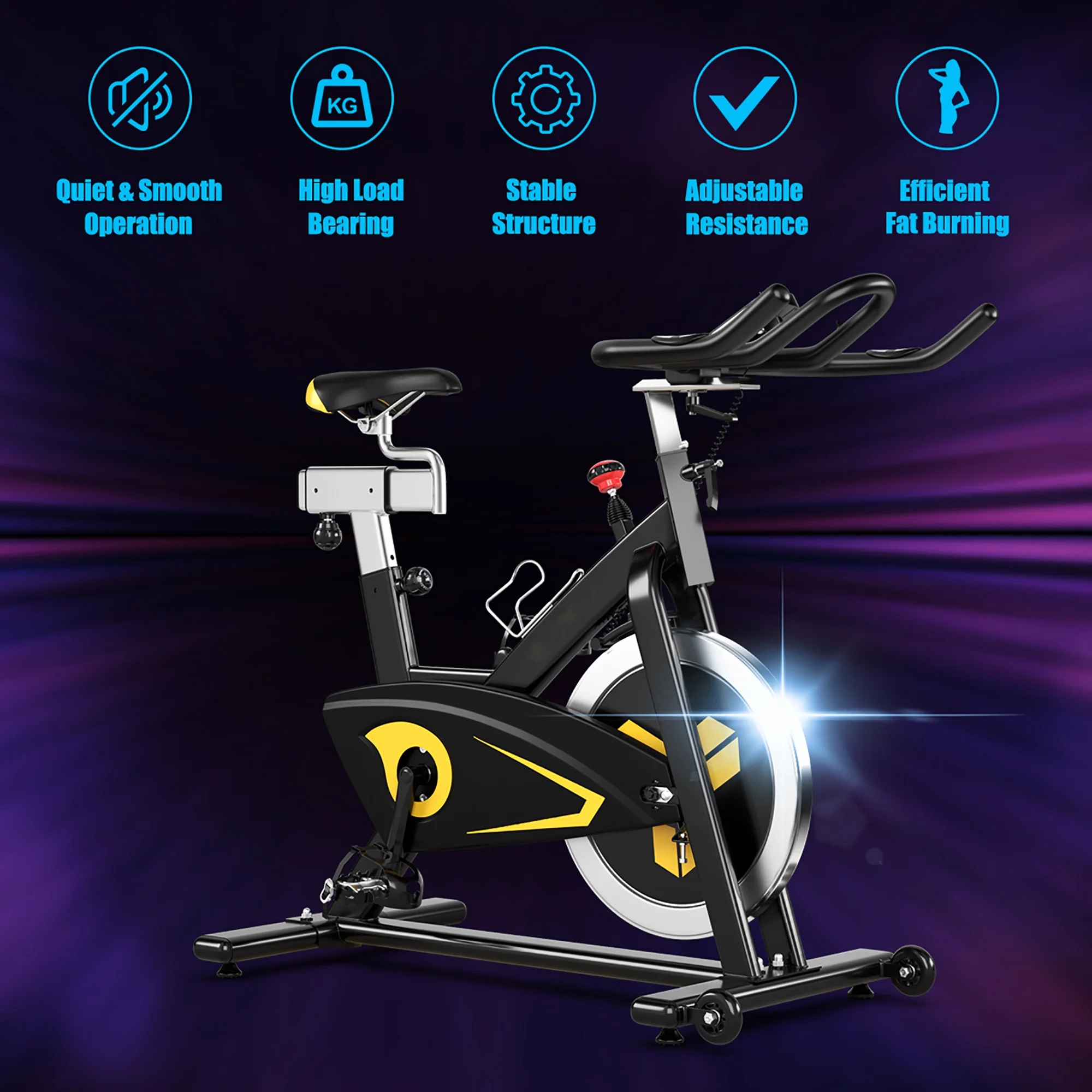 Costway Indoor Cycling Bike Magnetic Exercise Bike Stationary Belt Drive Gym Home Cardio