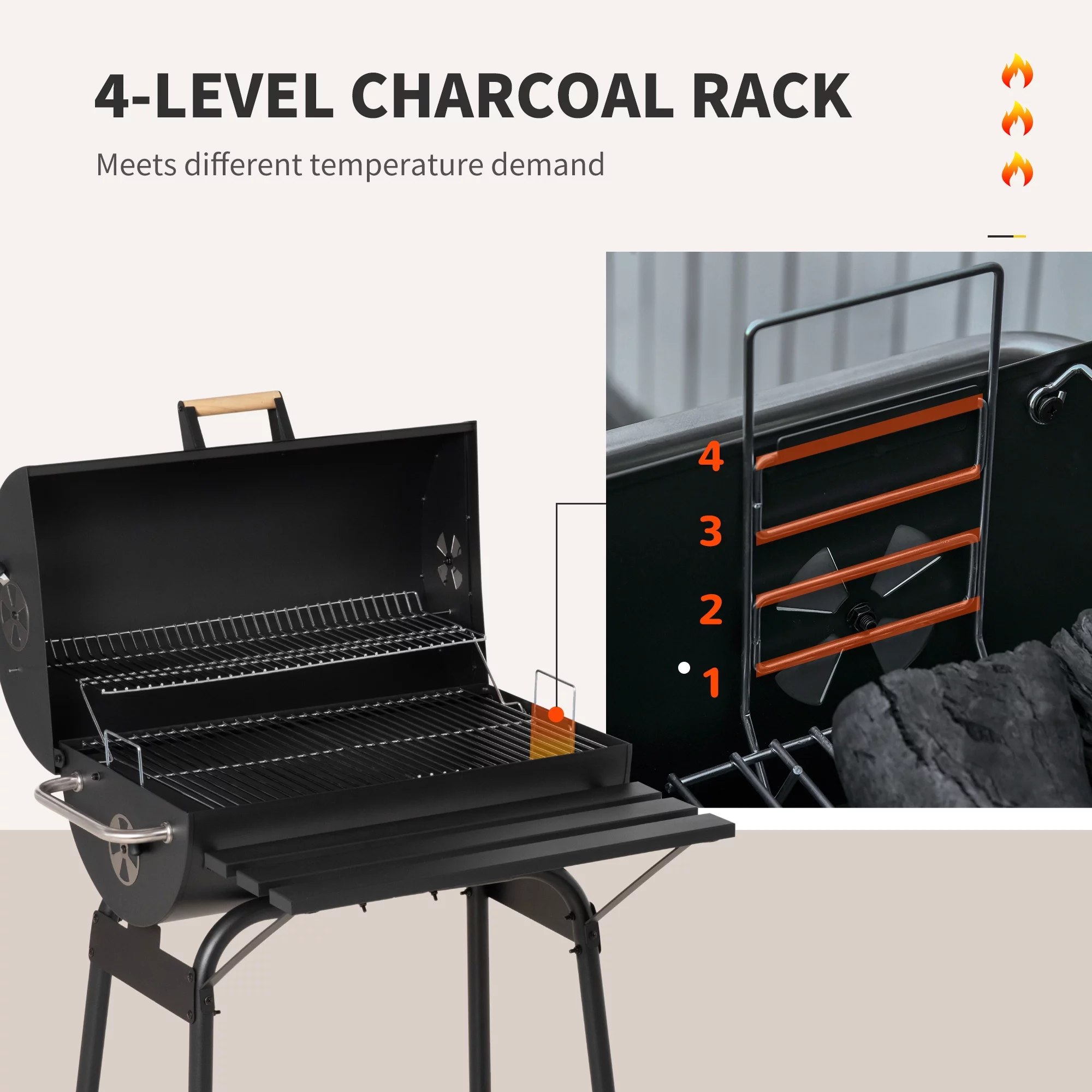 Outsunny 48″ Steel Portable Backyard Charcoal BBQ Grill and Offset Smoker Combo