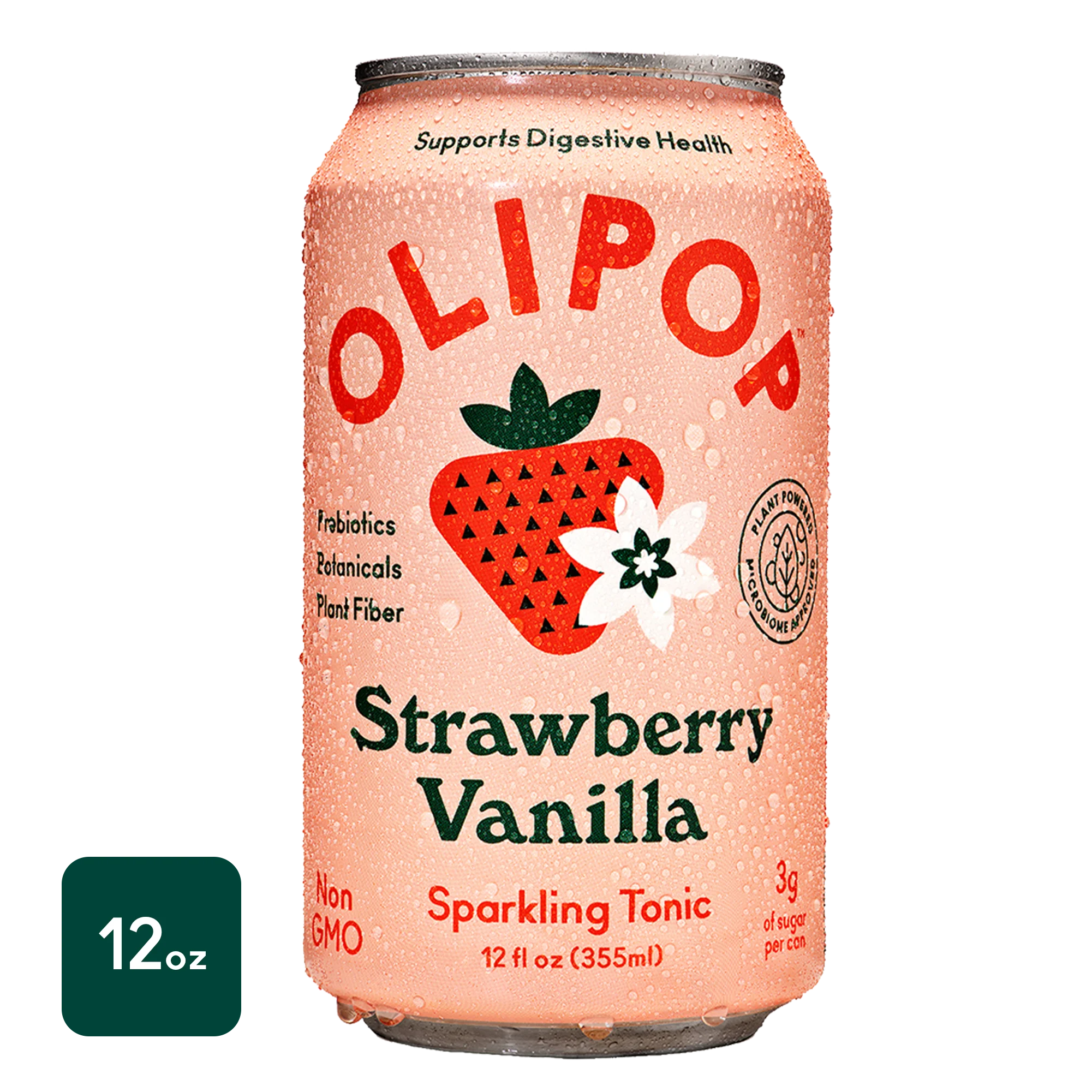 OLIPOP Prebiotic Soda, Strawberry Vanilla, 12 fl oz