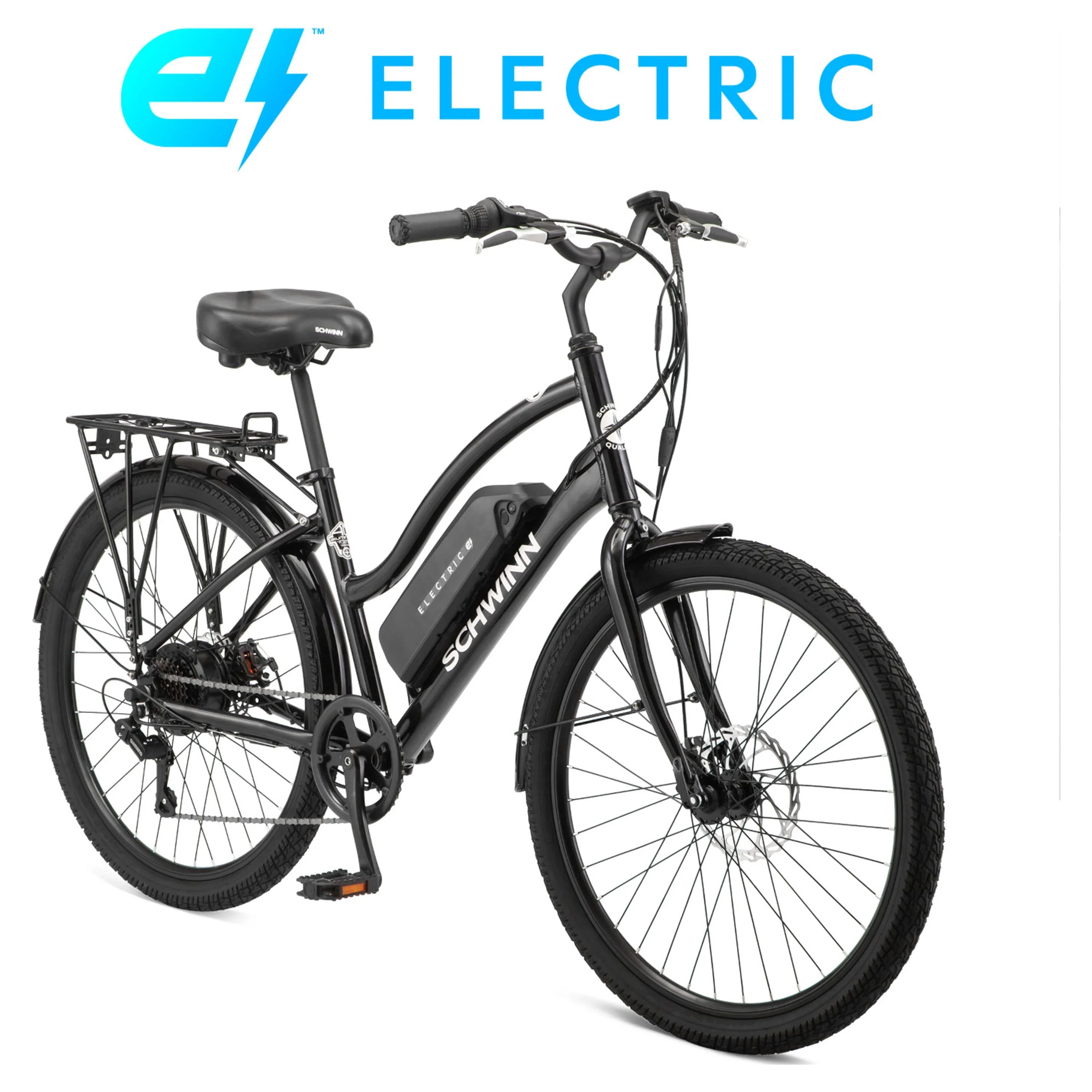 Schwinn 26-in. EC1 Low Step Unisex Cruiser Electric Bike for Adults, Throttle, Gray Ebike, 250w Motor