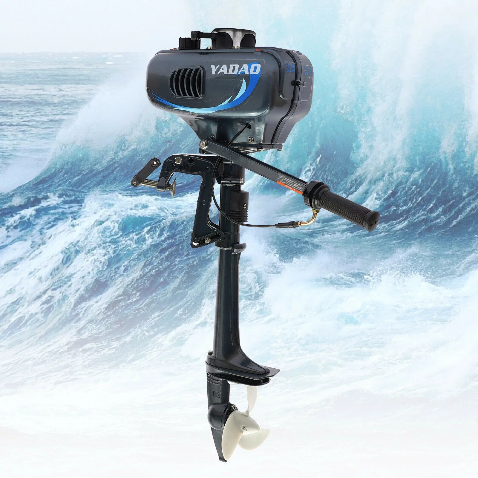 Anqidi 3.5HP 2 Stroke Outboard Motor 2.5KW Fishing Boat Engine w/Water Cooling CDI System Short Shaft Outboard Motor Max 5000r/Min