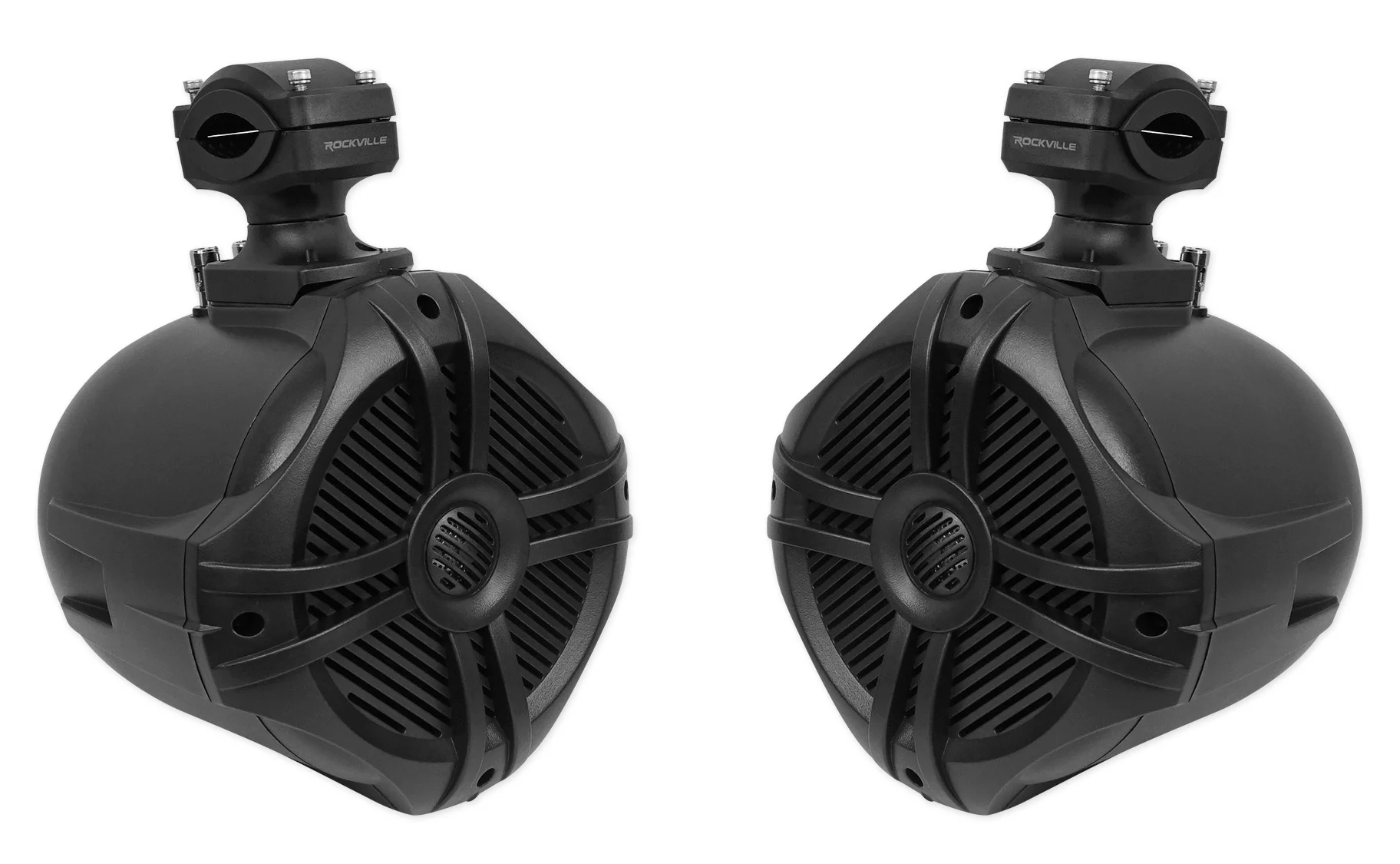 Pair Rockville RWB70B Black 6.5″ 250w Marine Wakeboard 360?? Swivel Tower Speakers