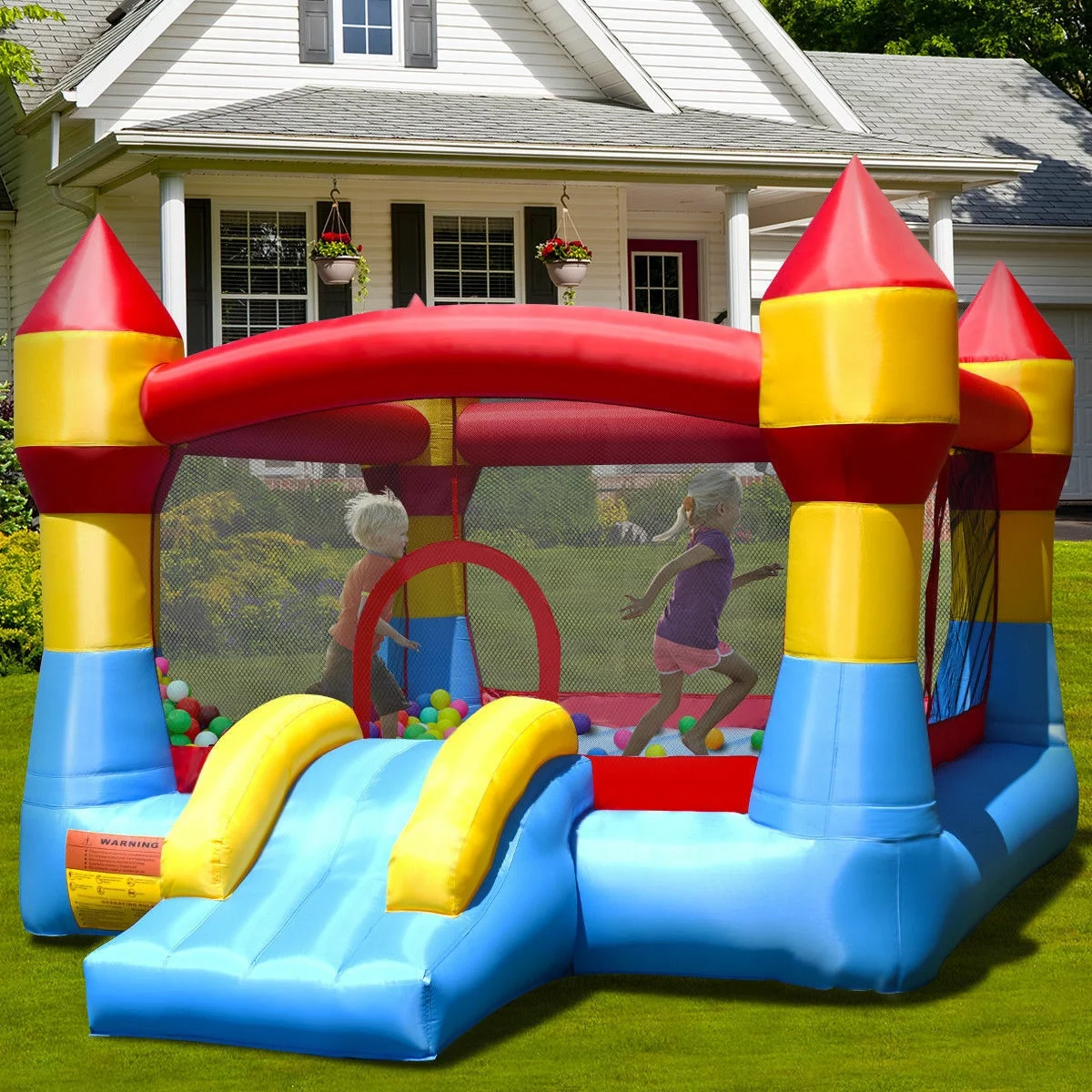 Infans Inflatable Bounce House Castle Jumper Moonwalk Playhouse Slide W/ 550W Blower