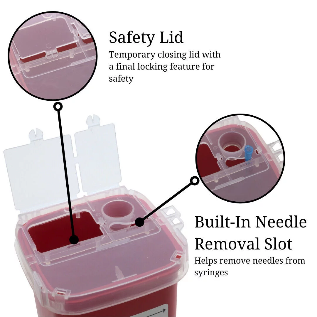 1 Quart | Biohazard Needle and Syringe Disposal Sharps Container with Flip Lid | for Diabetics – Pack of 1