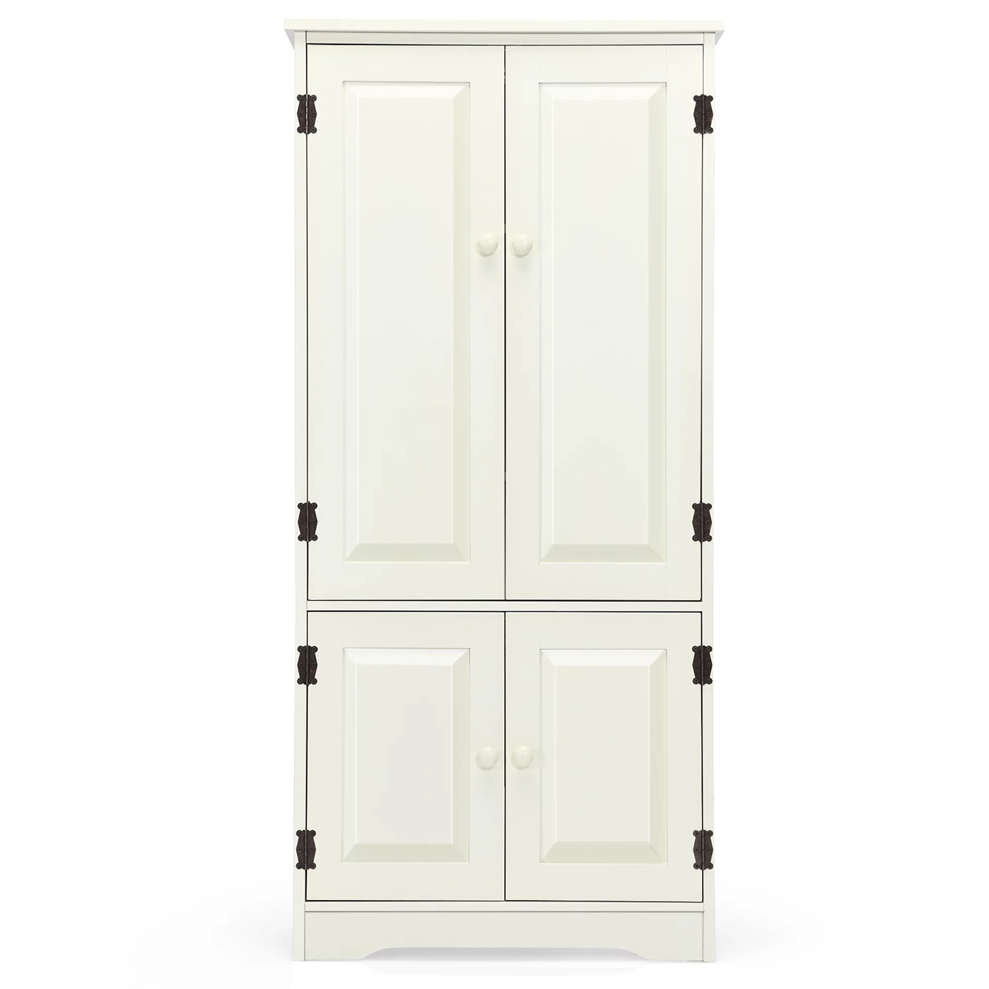 Costway Accent Floor Storage Cabinet W/ Adjustable Shelves Antique 2-Door White