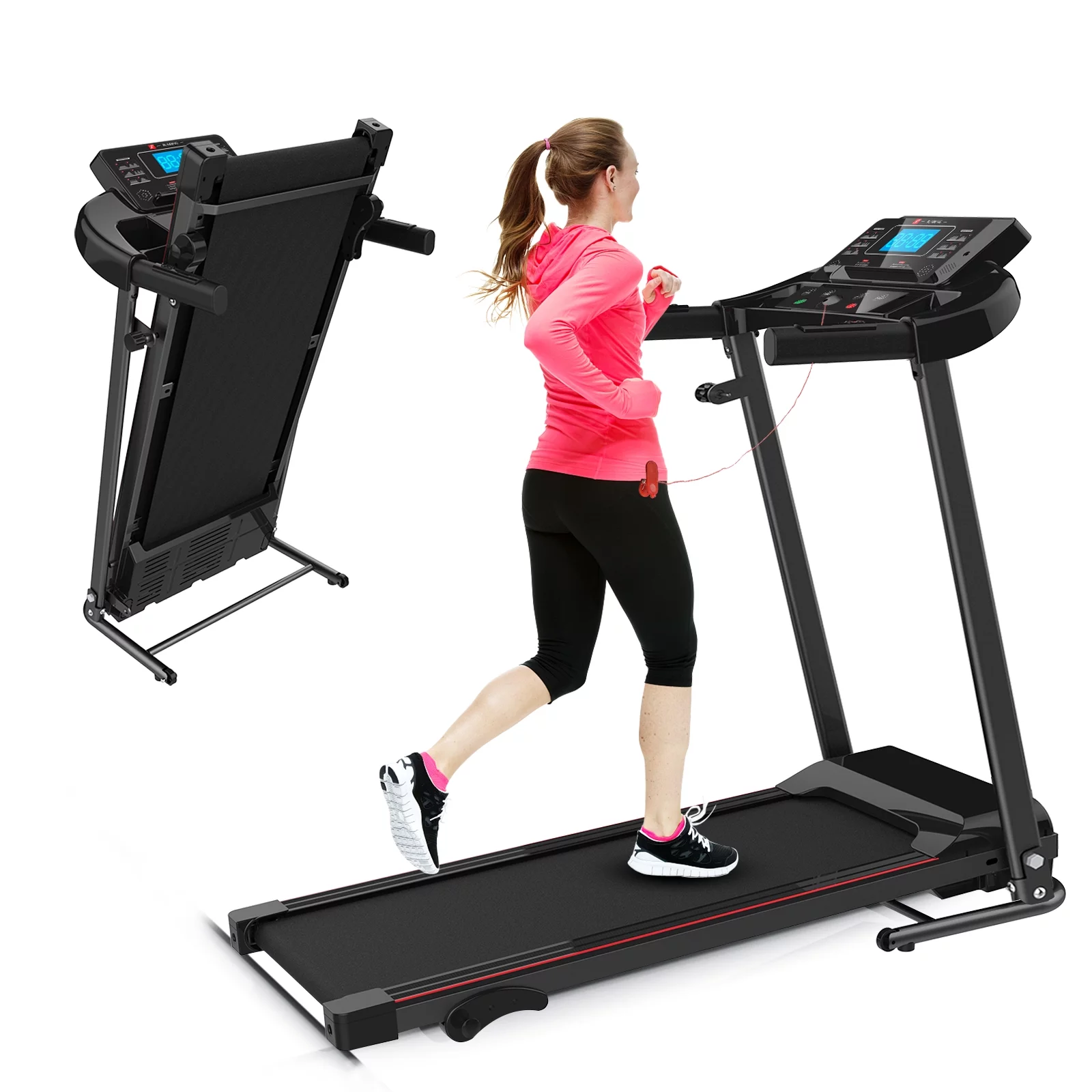 Kumji Foldable Treadmill with Incline, Folding Treadmill for Home Workout, Electric Walking Treadmill Machine, 250 LB Capacity, Easy Assembly for Small Space Fitness Electric Workout for Home