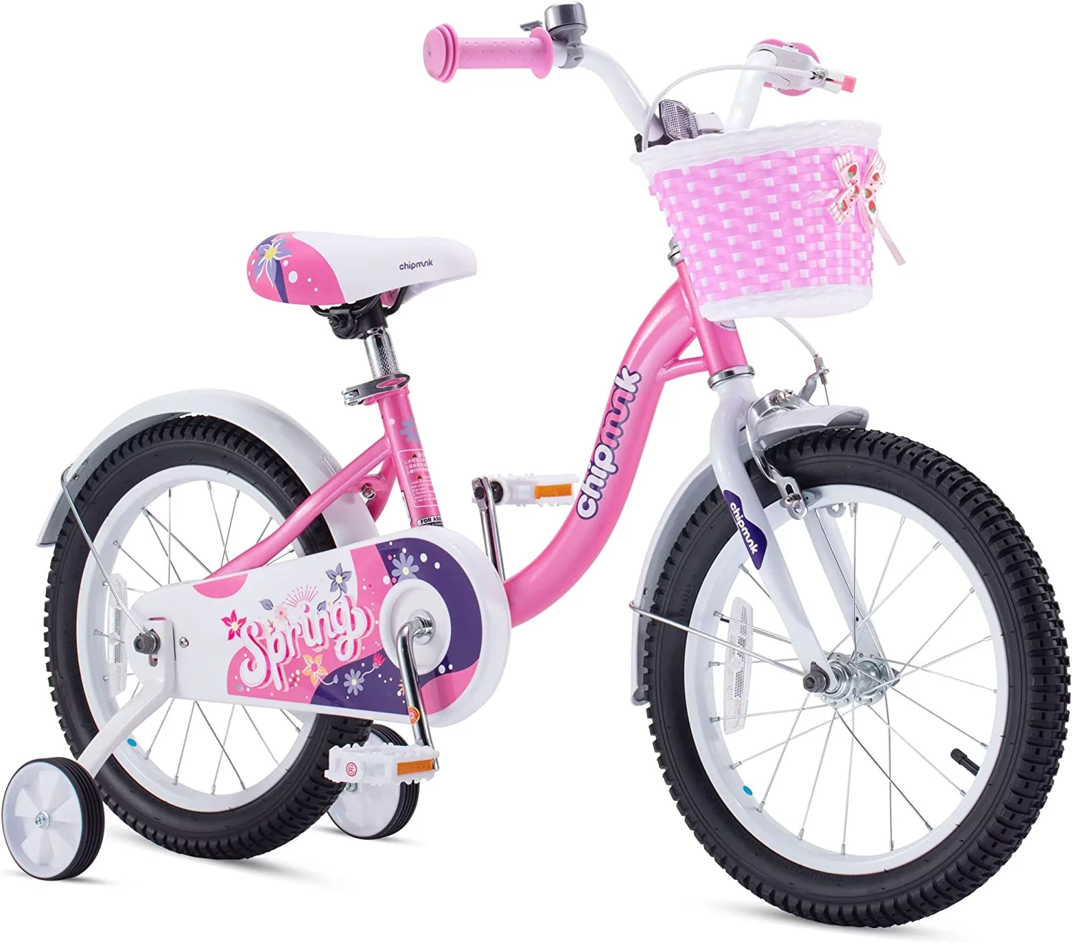 RoyalBaby Spring Kids Bike Girls 18 Inch Bicycle with Basket Kickstand Options Pink