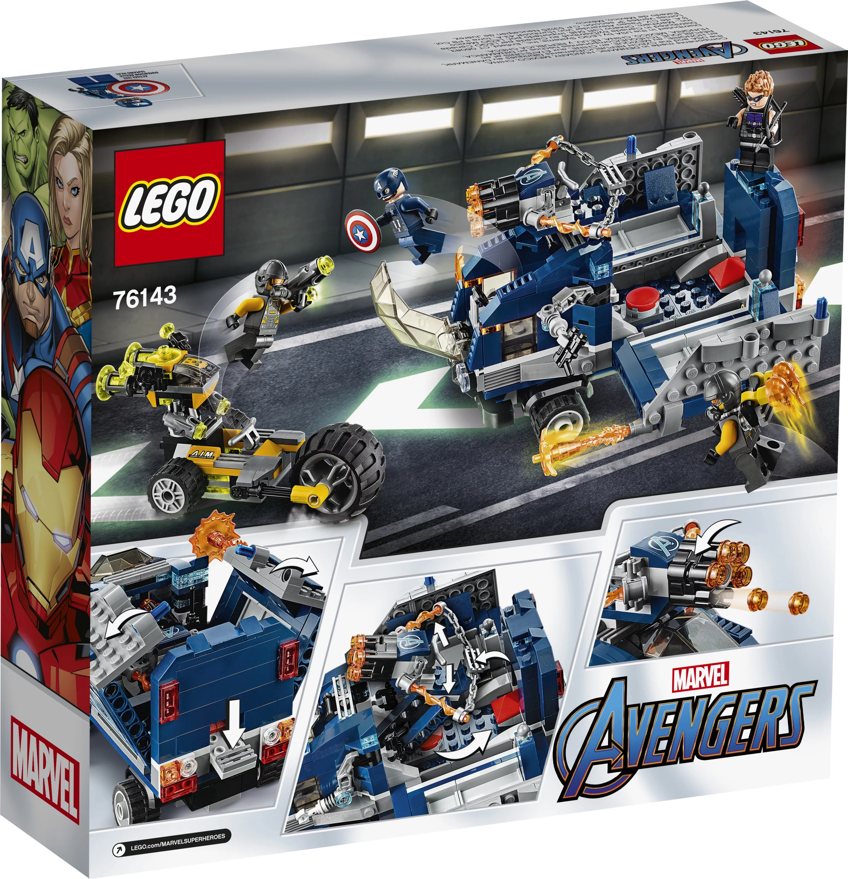 LEGO Marvel Avengers Truck Take-Down 76143 Captain America and Hawkeye Superhero Building Toy (477 Pieces)