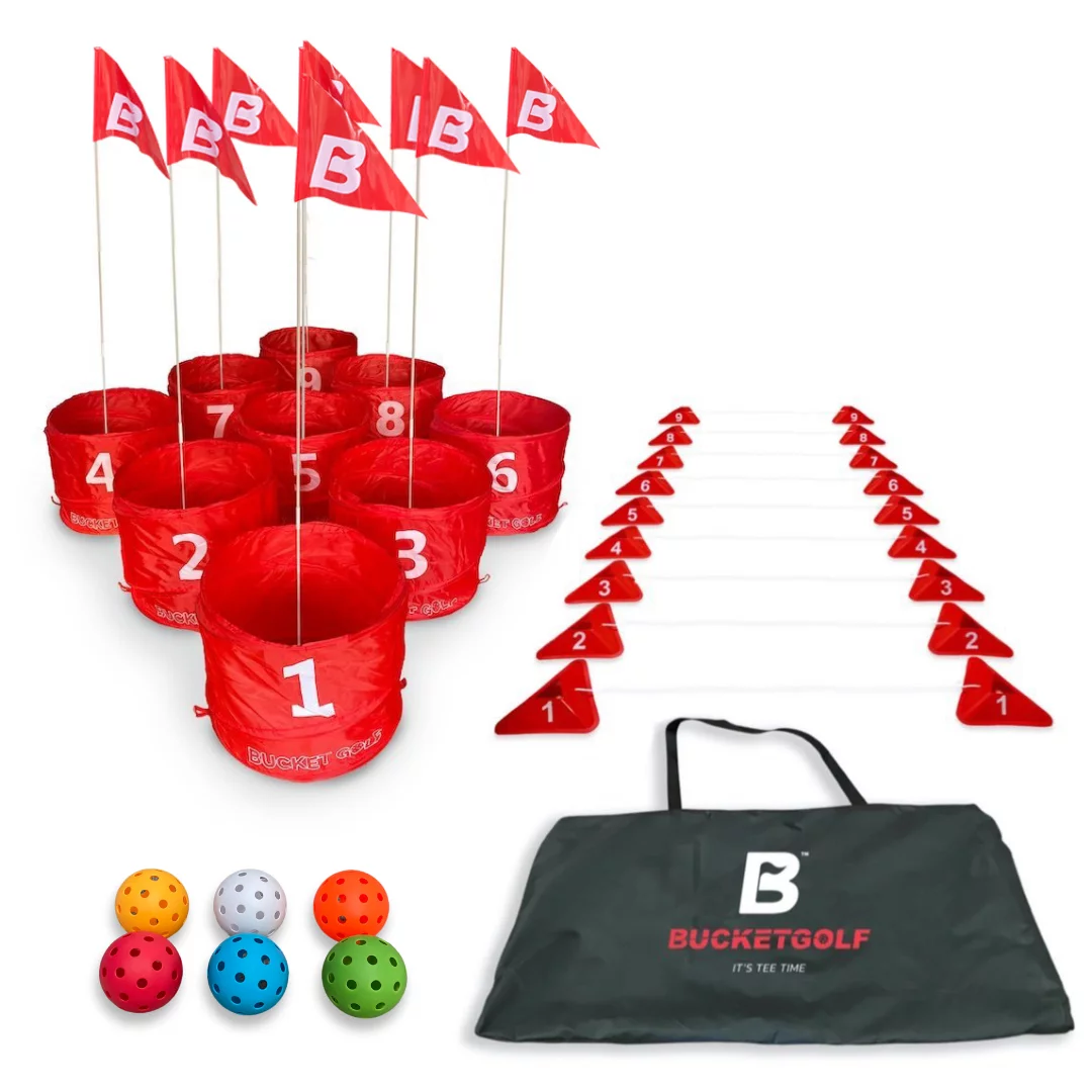 BucketGolf Pro 9 hole Course – The Ultimate Outdoor Golf Game for Kids, Adults, family.