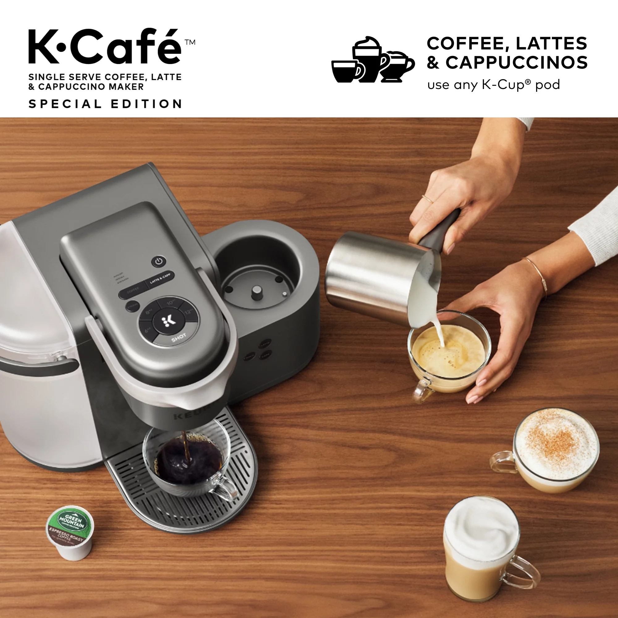 Keurig K-Cafe Special Edition Single Serve K-Cup Pod Coffee, Latte And Cappuccino Maker, Nickel