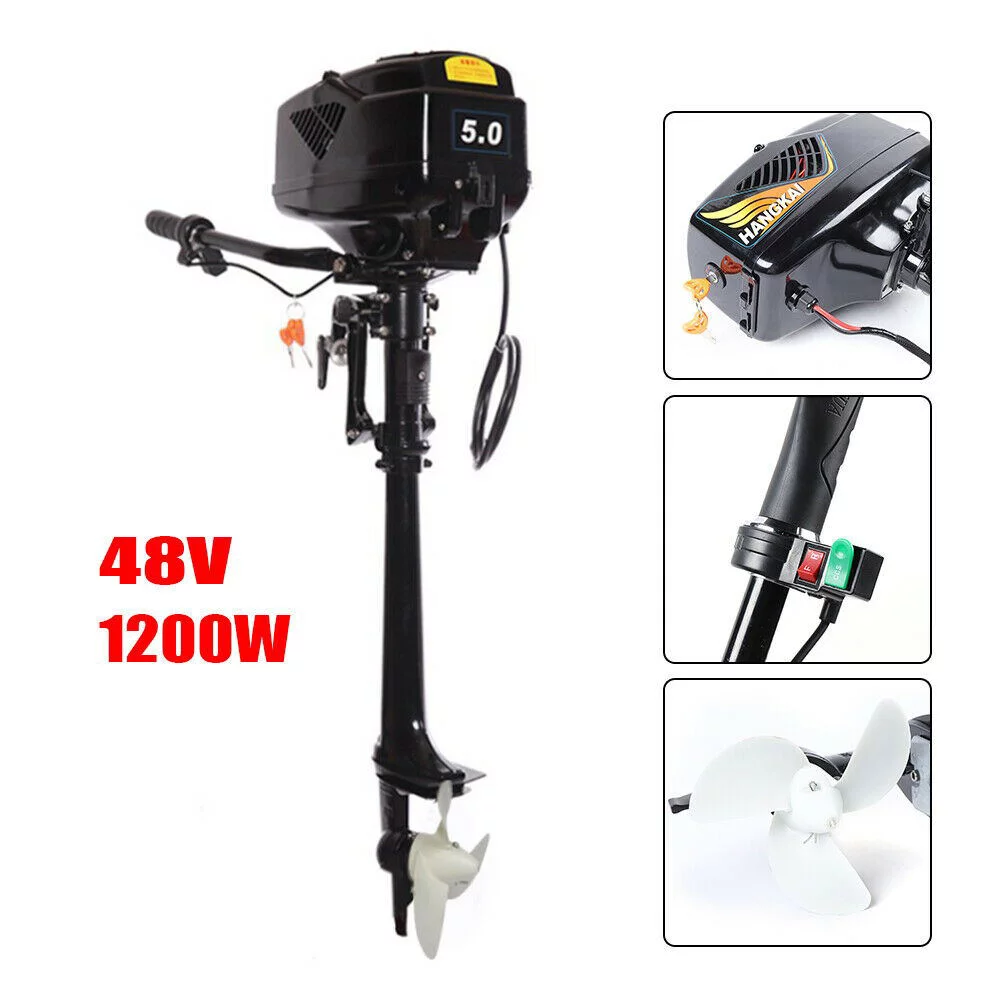 Wuzstar 5HP 48V Electric Outboard Motor Fishing Boat Engine Trolling Ship Propeller 1200W