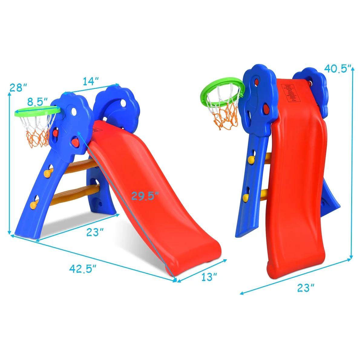 Costway Children Kids Toddlers Folding Slide W/Bask