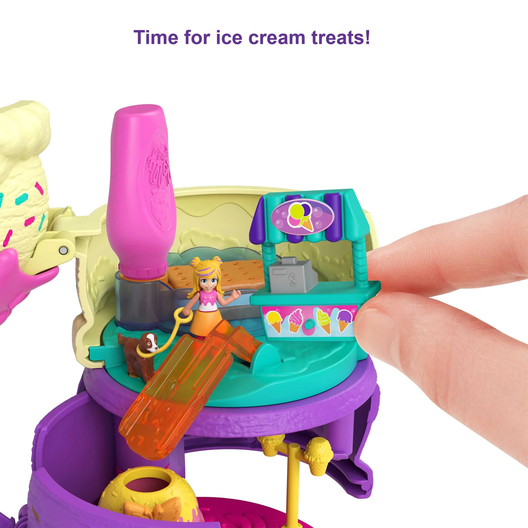 Polly Pocket 2-in-1 Spin ‘n Surprise Playground, Travel Toy with 2 Micro Dolls and 25 Accessories