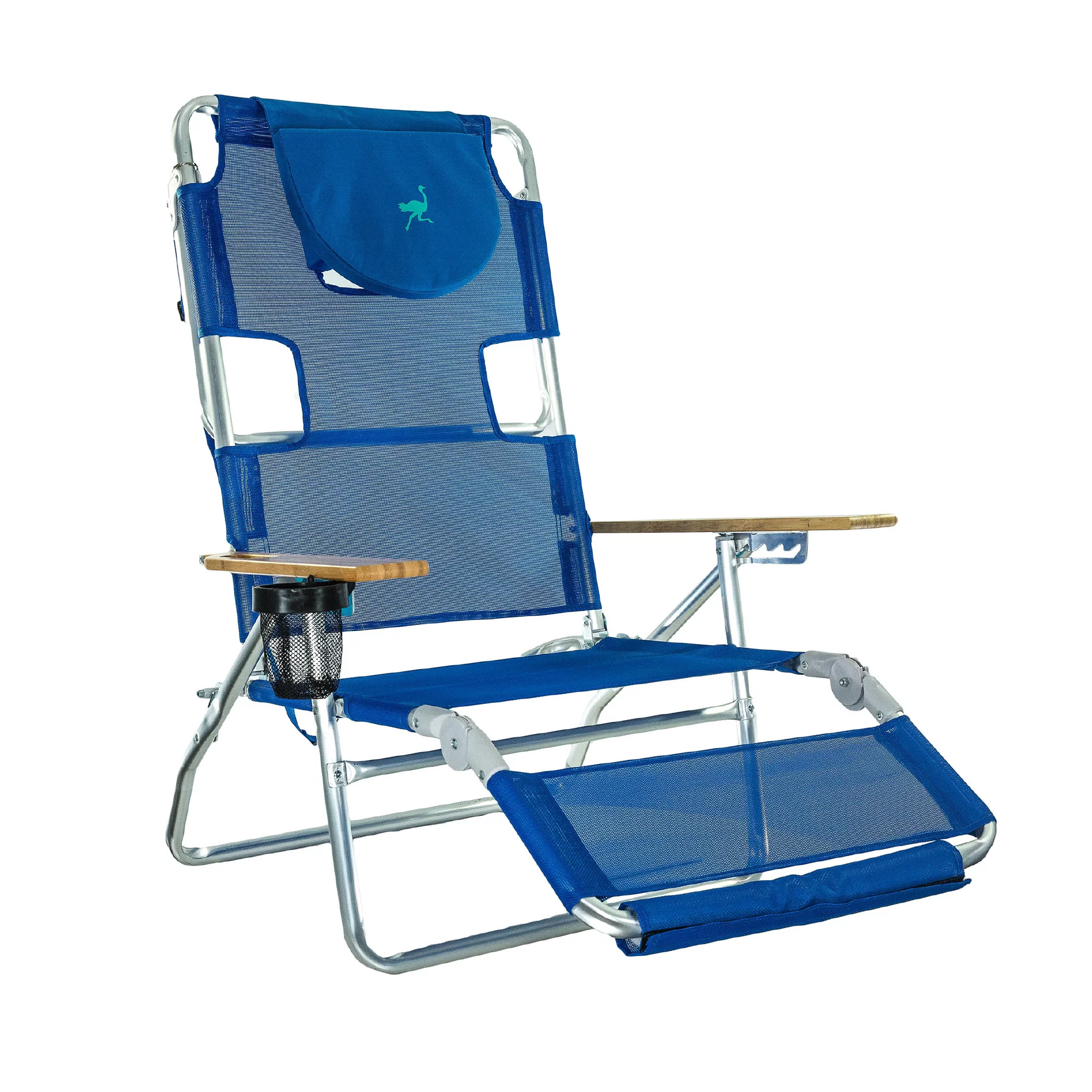 Ostrich 3N1 Lightweight Outdoor Beach Lounge Chair with Footrest, Blue