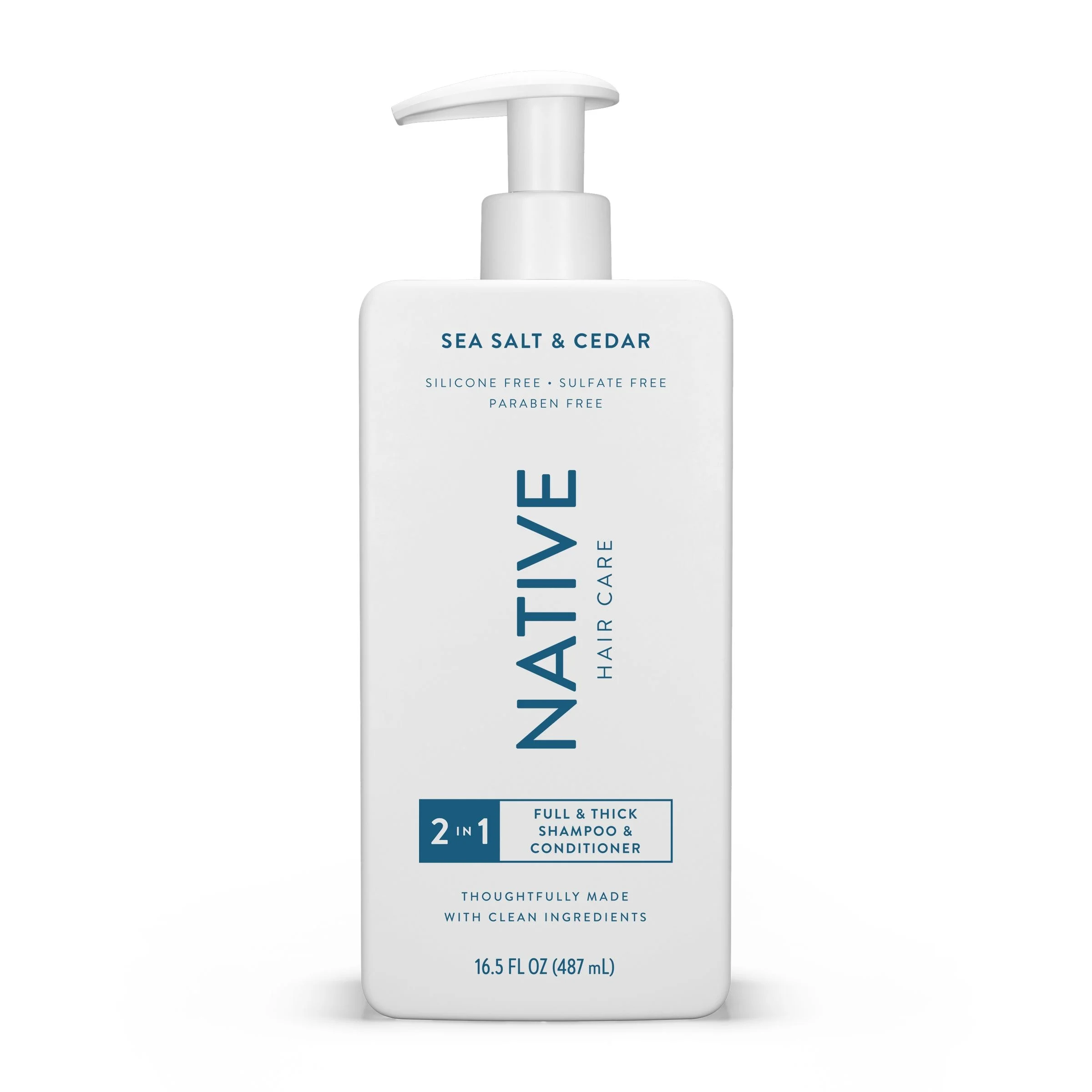 Native Full & Thick 2-in-1 Shampoo & Conditioner, Sea Salt & Cedar, Sulfate & Paraben Free, 16.5 oz