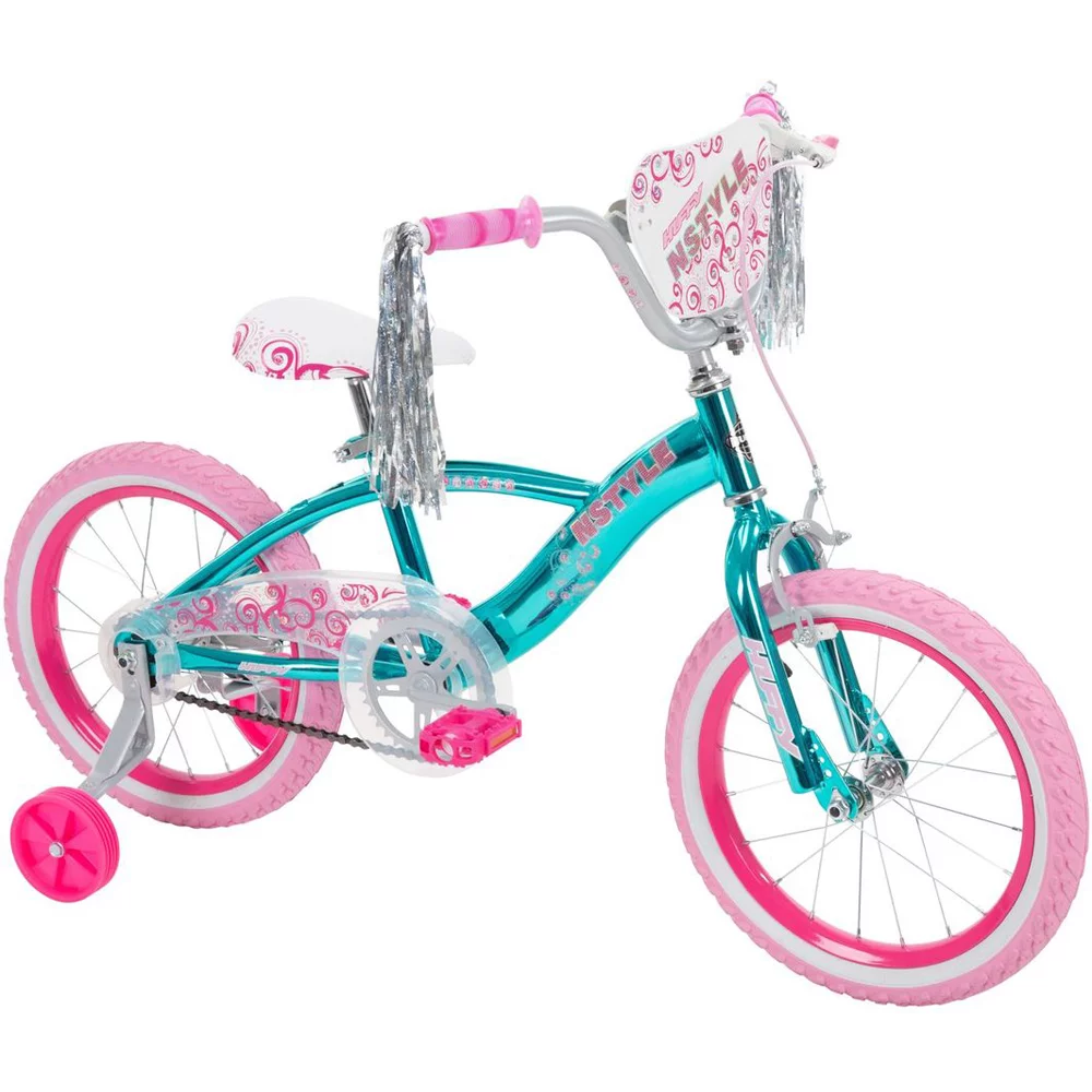 Huffy 21830 N Style Girls’ Bike Blue 16-inch Bundle with Veglo Commuter X4 Wearable Rear Light System